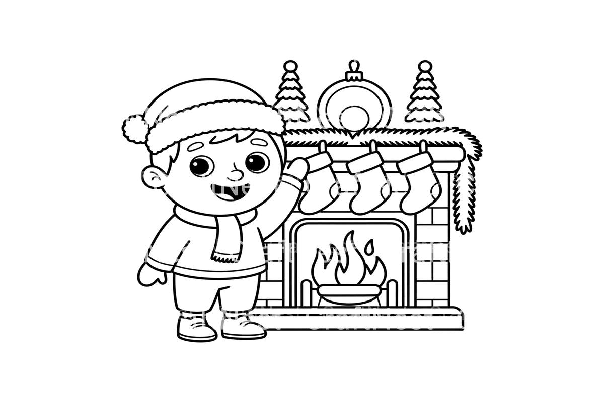 Christmas Fireplace Fun Coloring Books