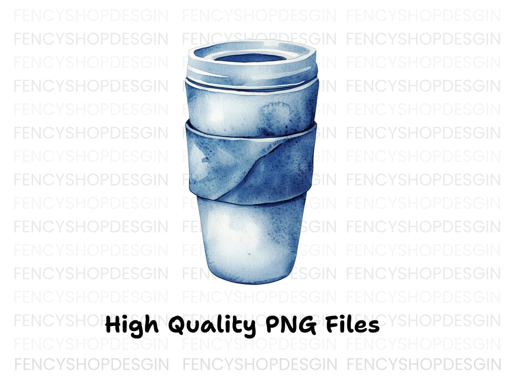 Blue Coffee Cup Clipart Bundle