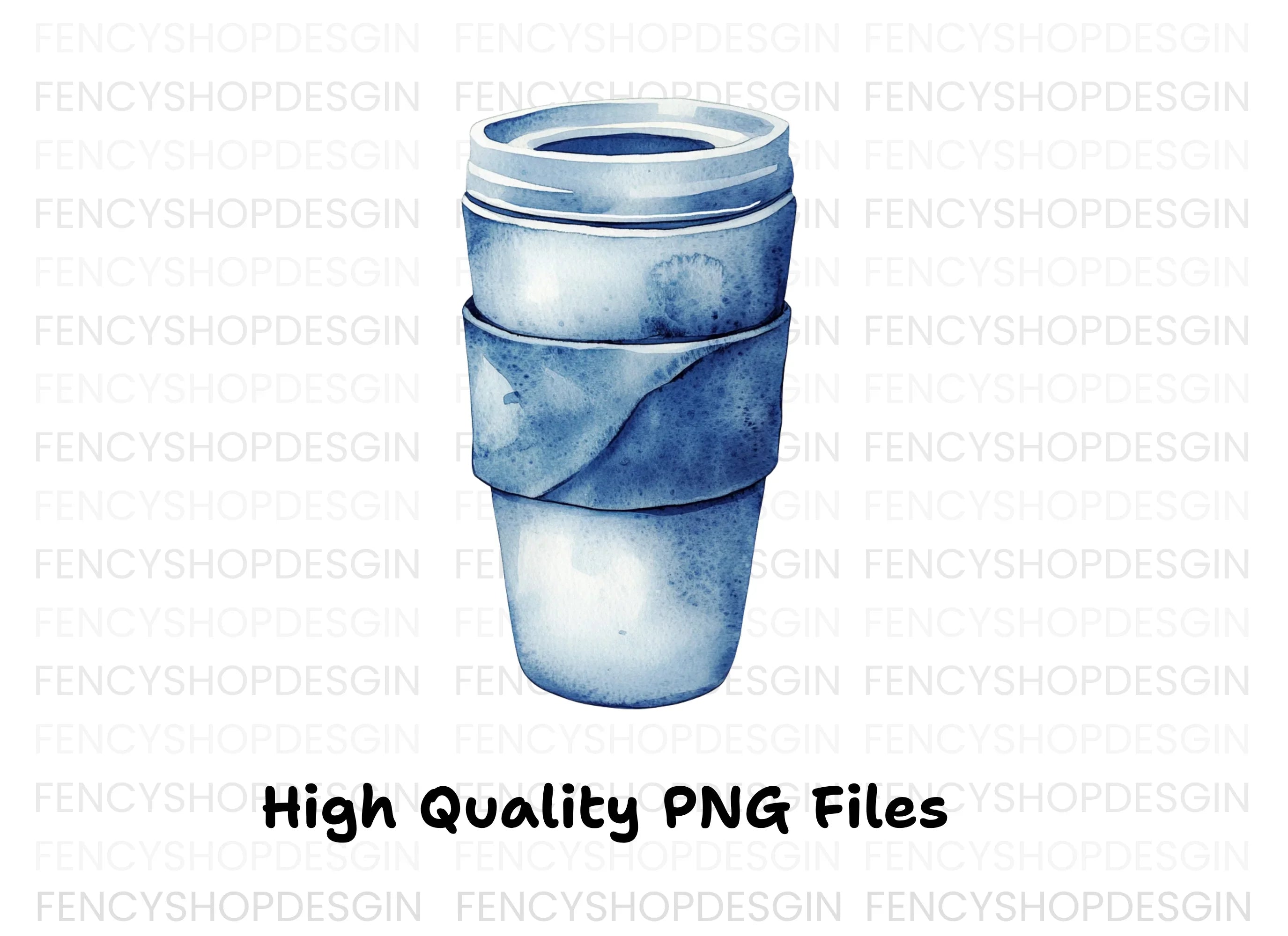 Blue Coffee Cup Clipart Bundle