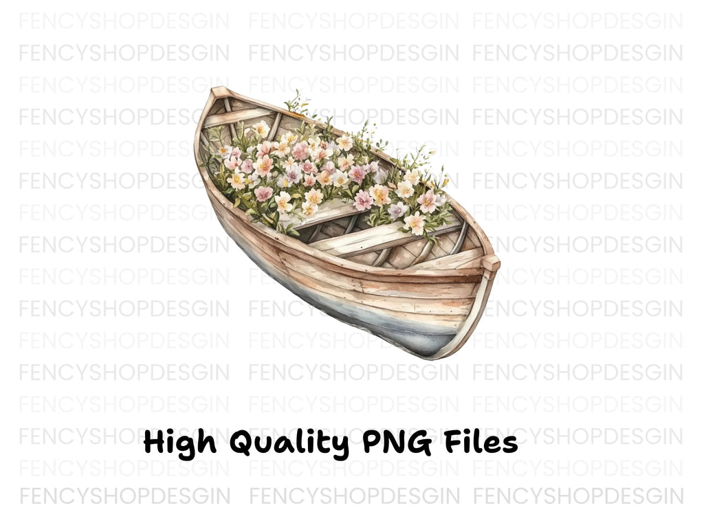 Floral Boat Clipart Bundle
