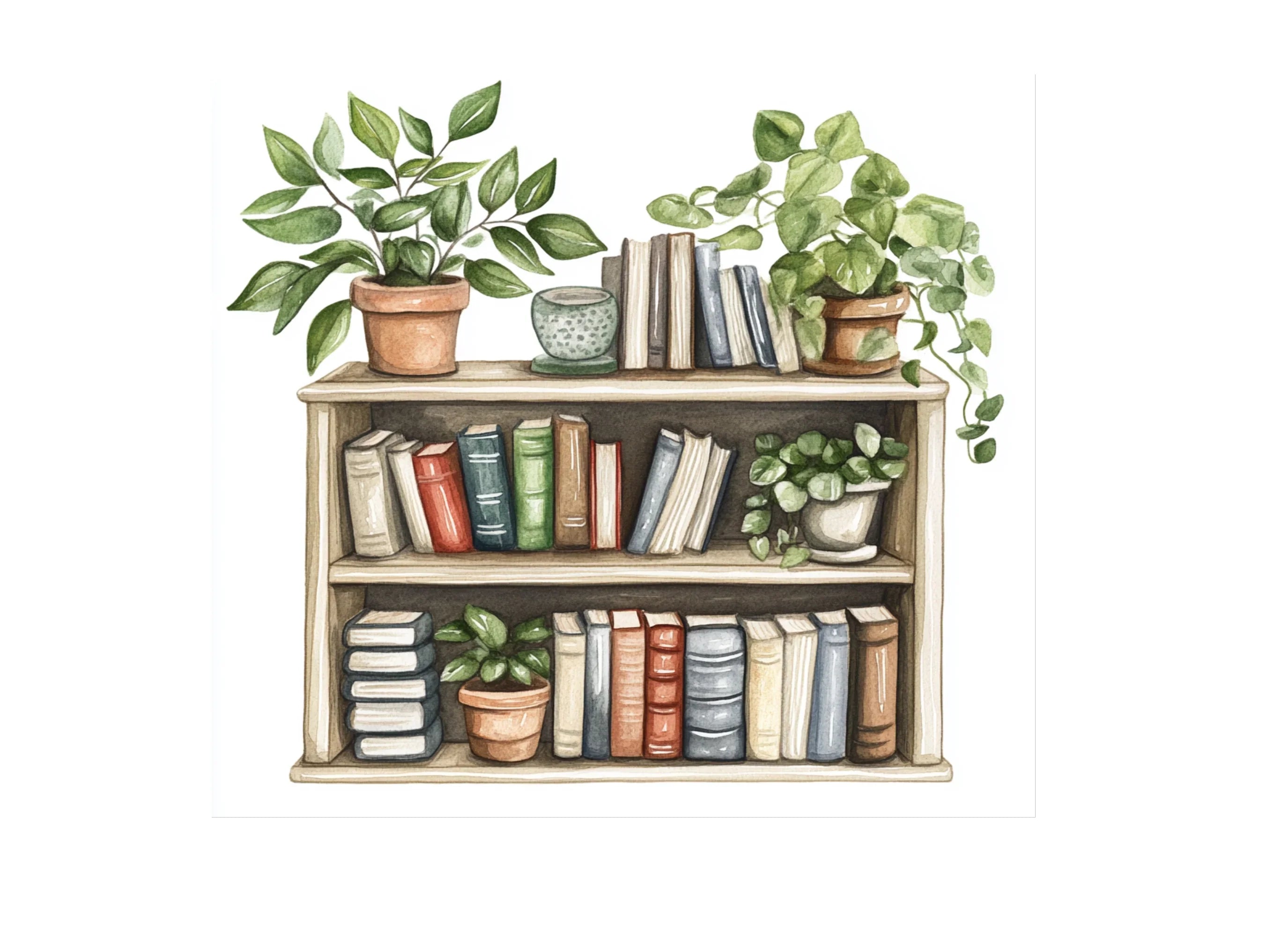 Botanical Bookshelves Clipart Bundle