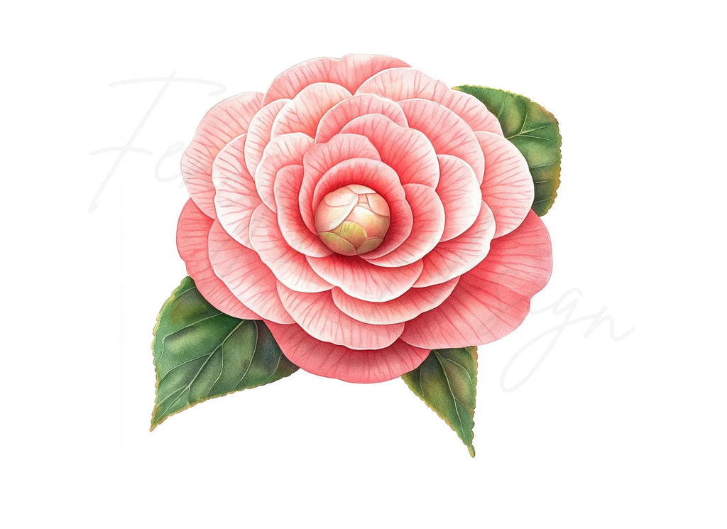 Vibrant Red Camellia Blossom Clipart Bundle