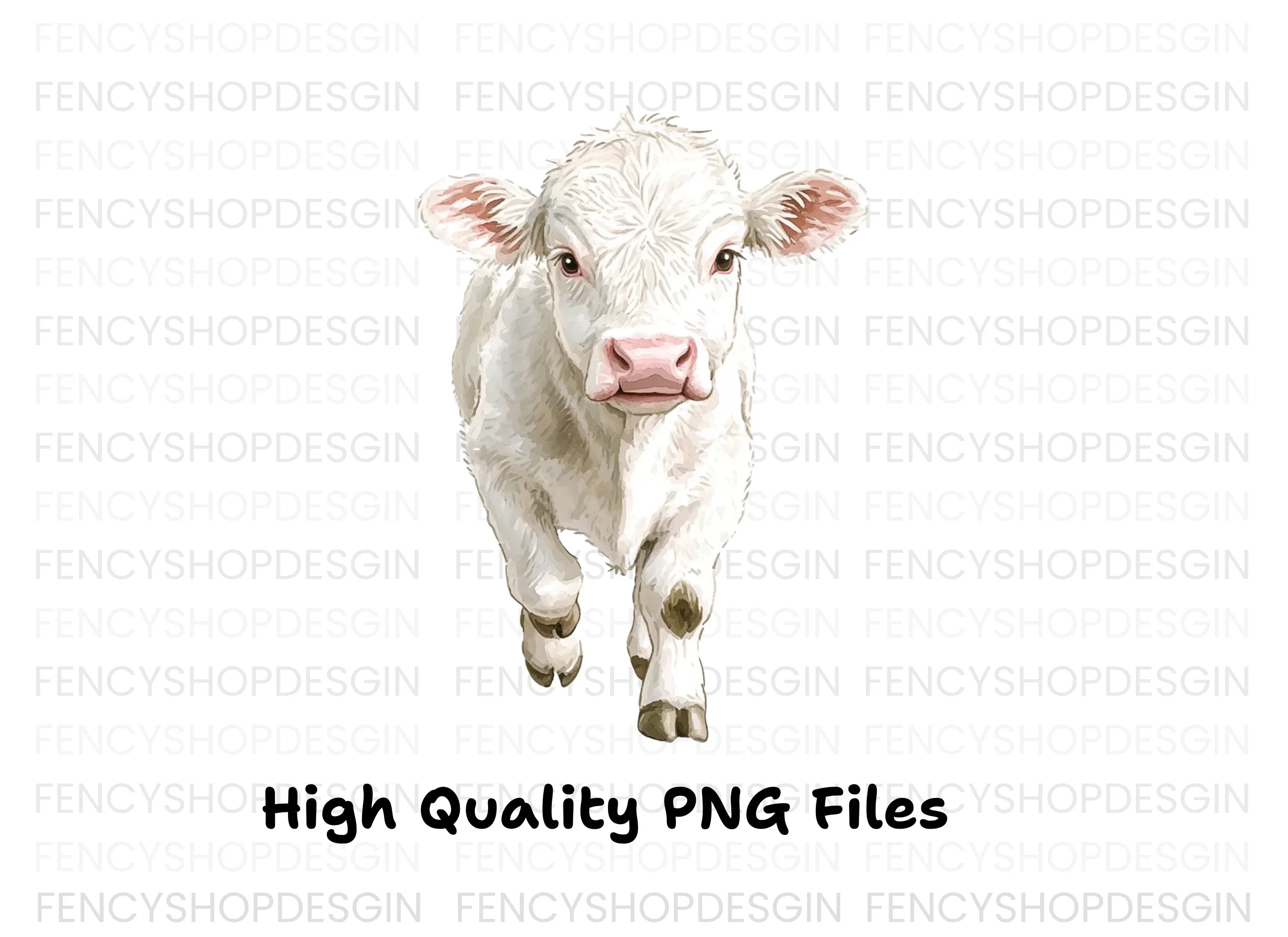 Adorable White Baby Calf Clipart Bundle
