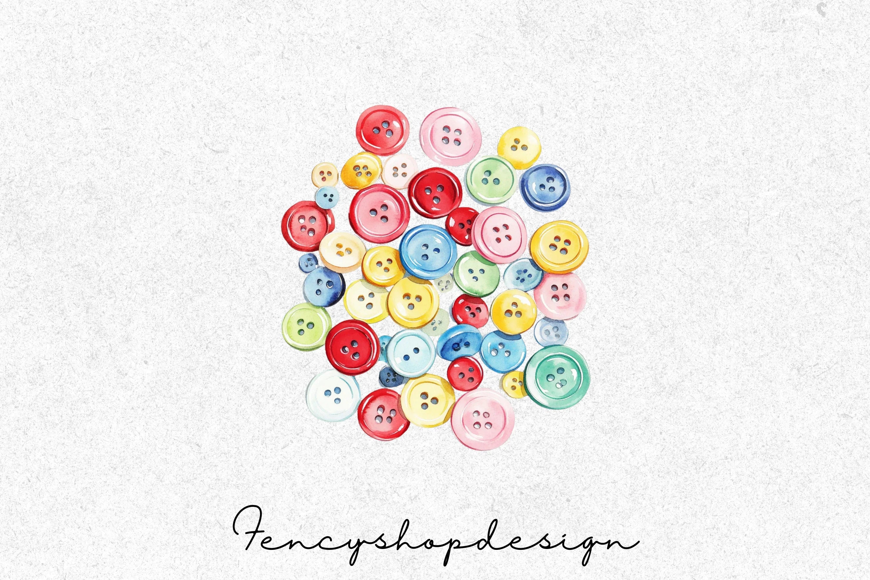 Colorful Pastel Shapes Buttons Clipart Bundle
