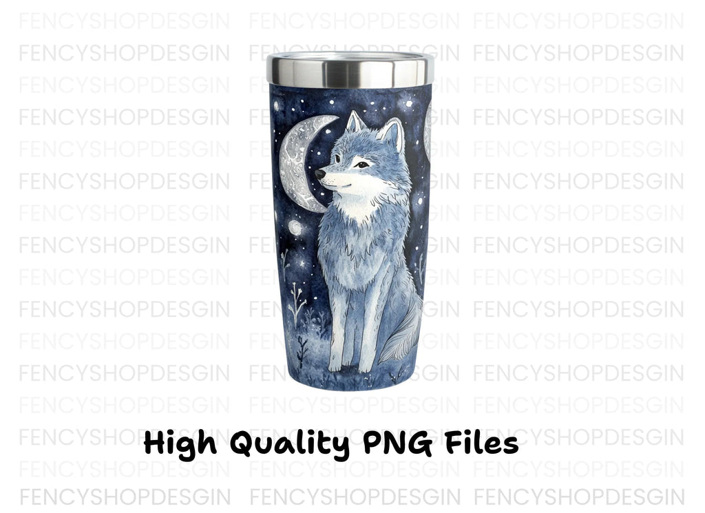Mystical Wolf Moon Tumbler Clipart Bundle