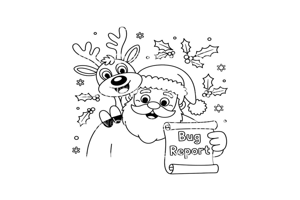 Santa and Reindeer Bug Report Coloring Books