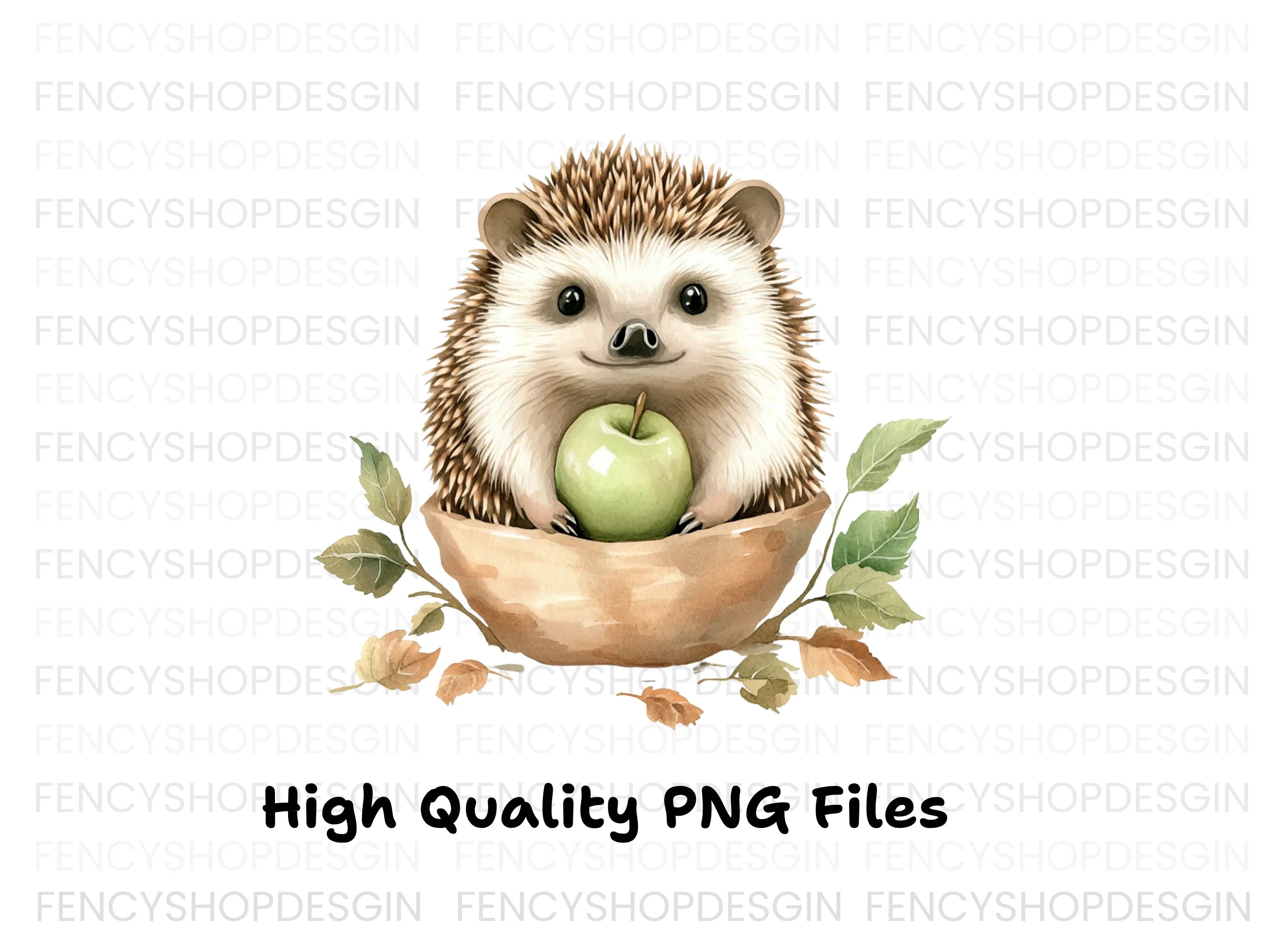 Cute Hedgehog with Apples Clipart Bundle