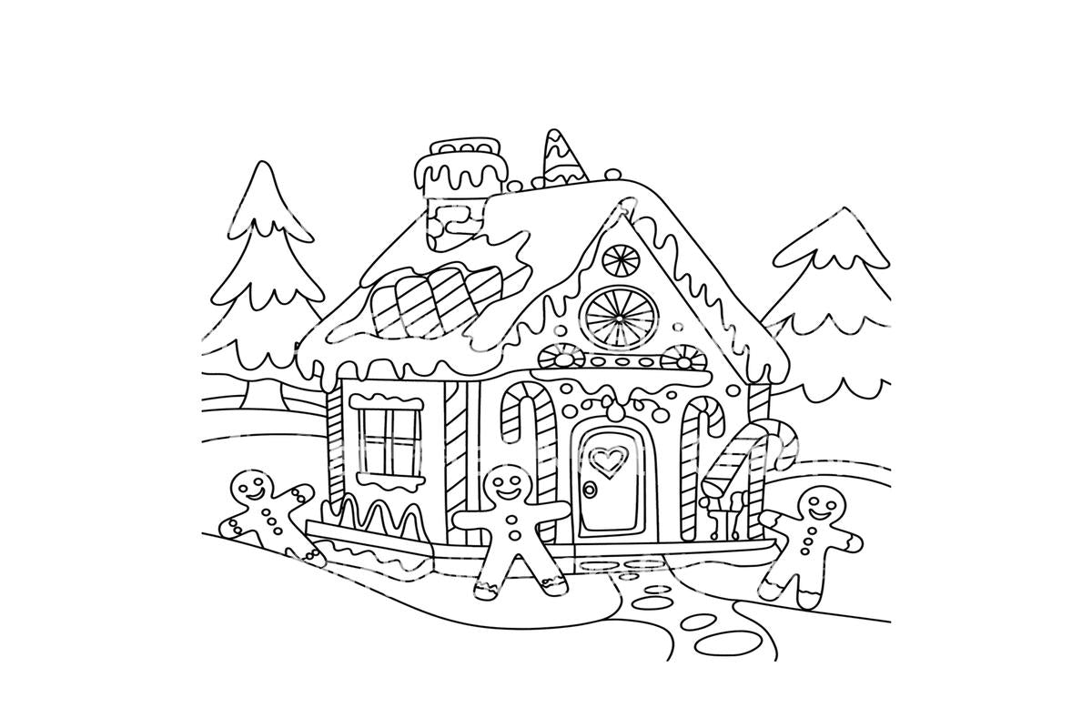 Gingerbread House Christmas Coloring Books