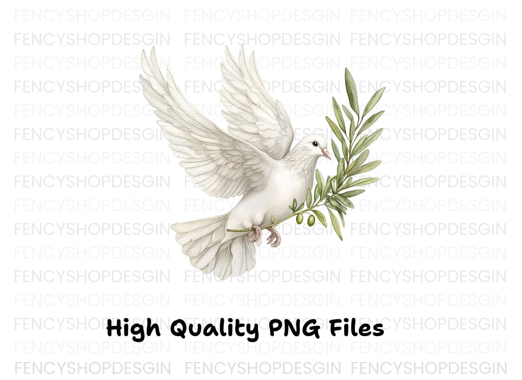 Flying Doves with Olive Branches Clipart Bundle