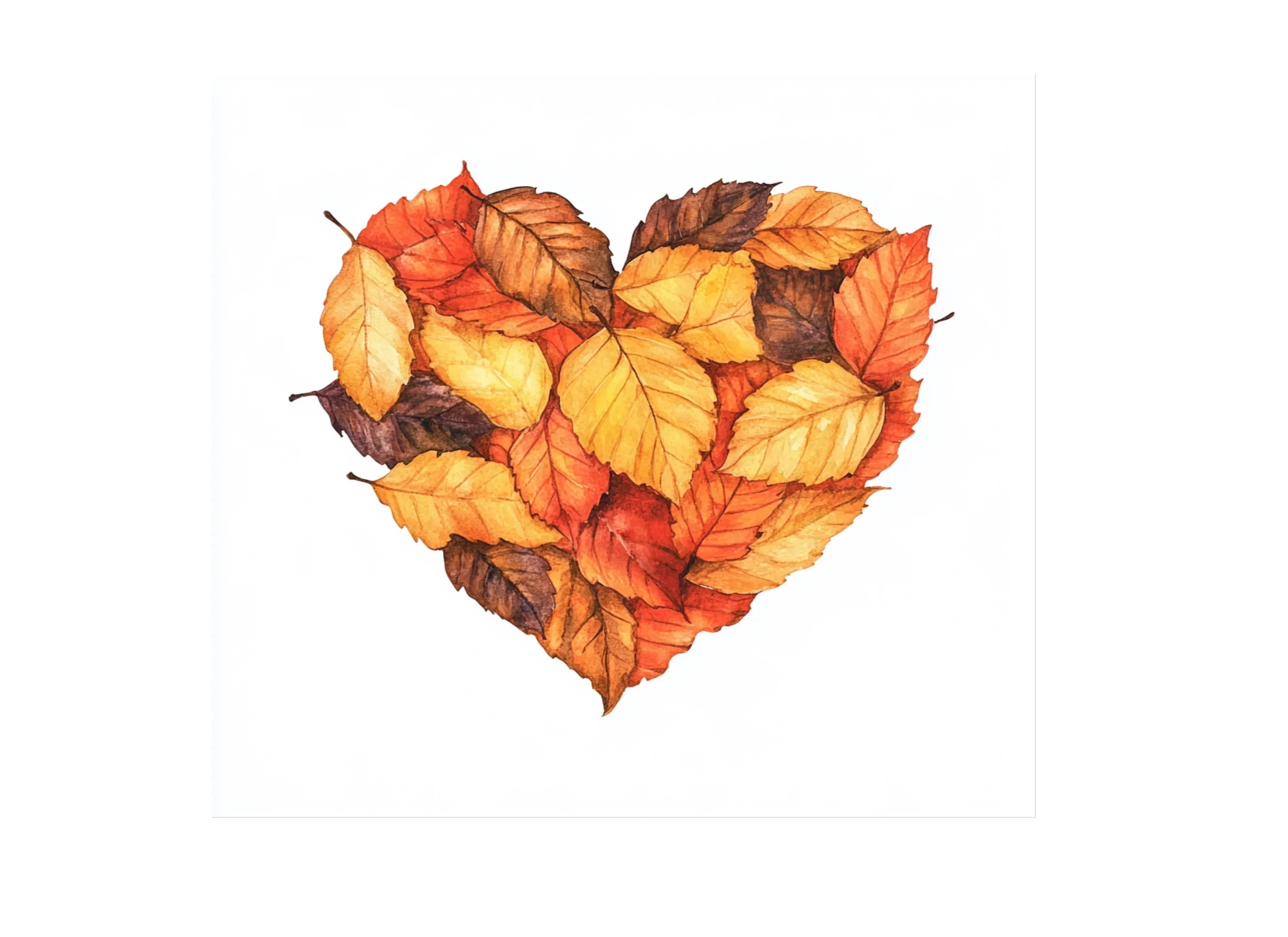 Autumn Leaves Heart Clipart Bundle