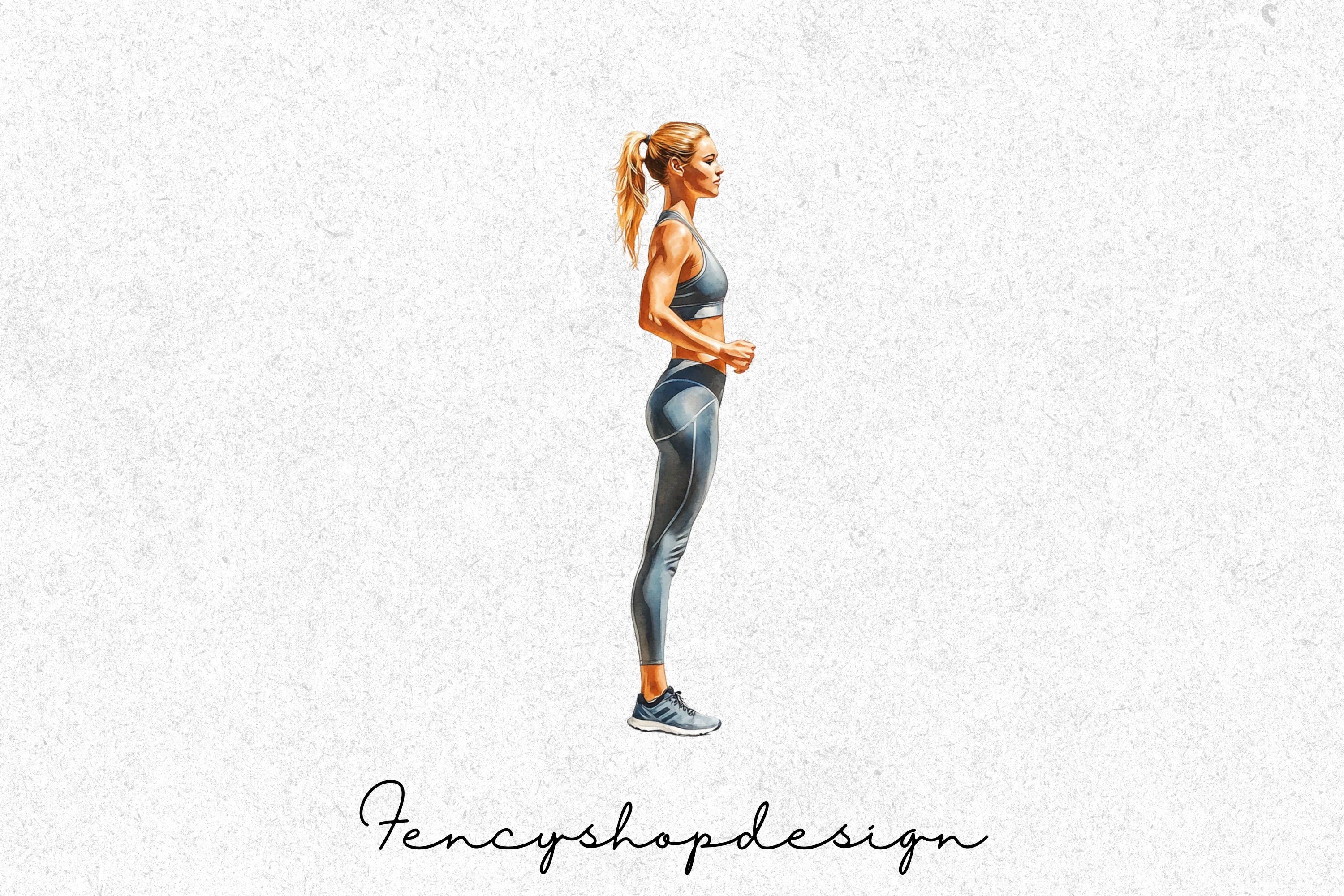 Active Women Running Clipart Bundle