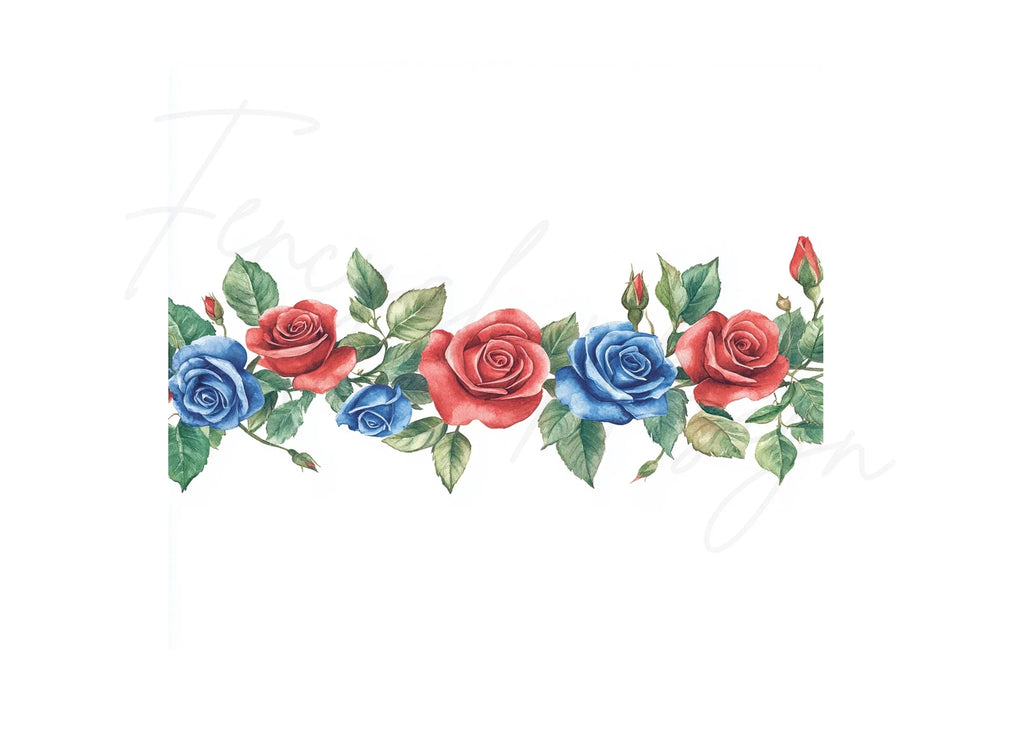 Red and Blue Rose Borders Clipart Bundle