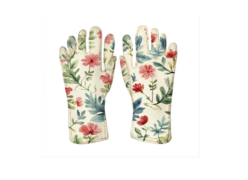 Floral Gardening Gloves Clipart Bundle
