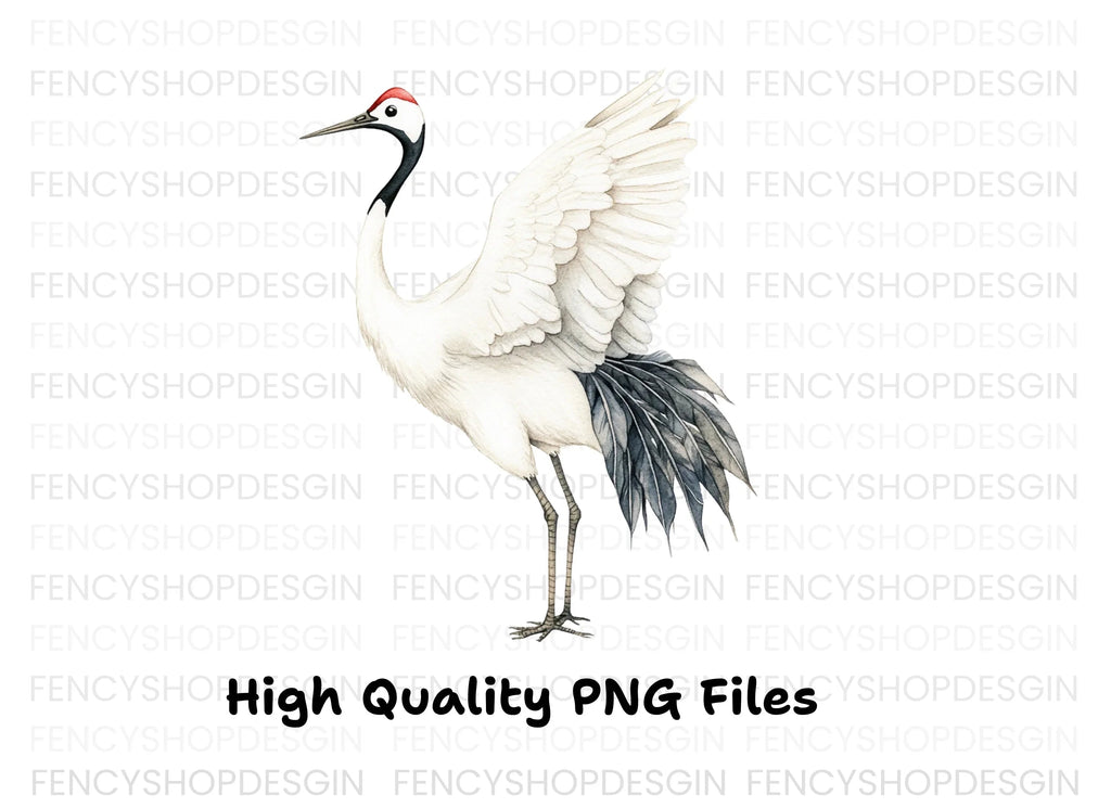 Elegant Japanese Crane Clipart Bundle