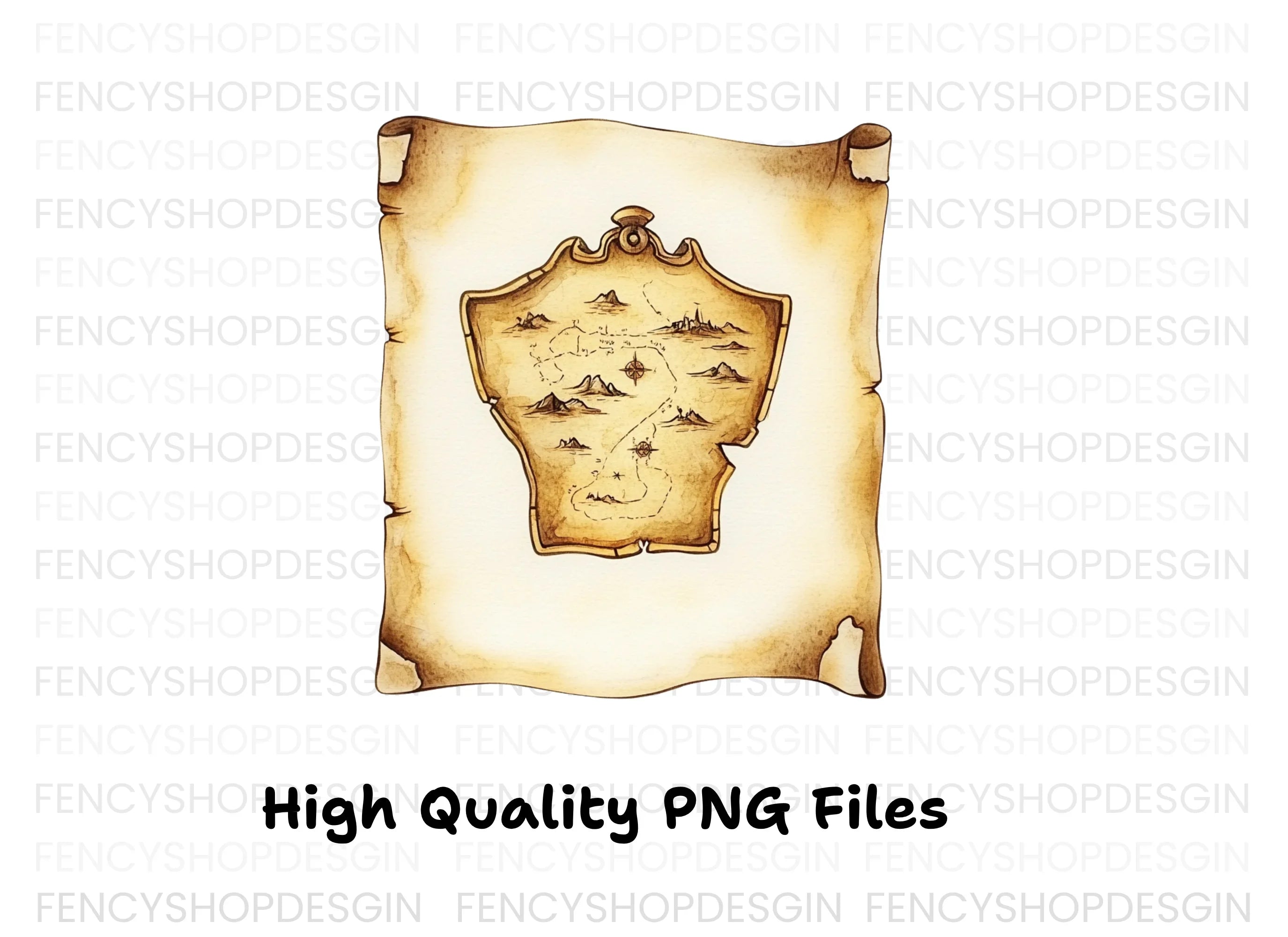 Vintage Treasure Island Maps Clipart Bundle