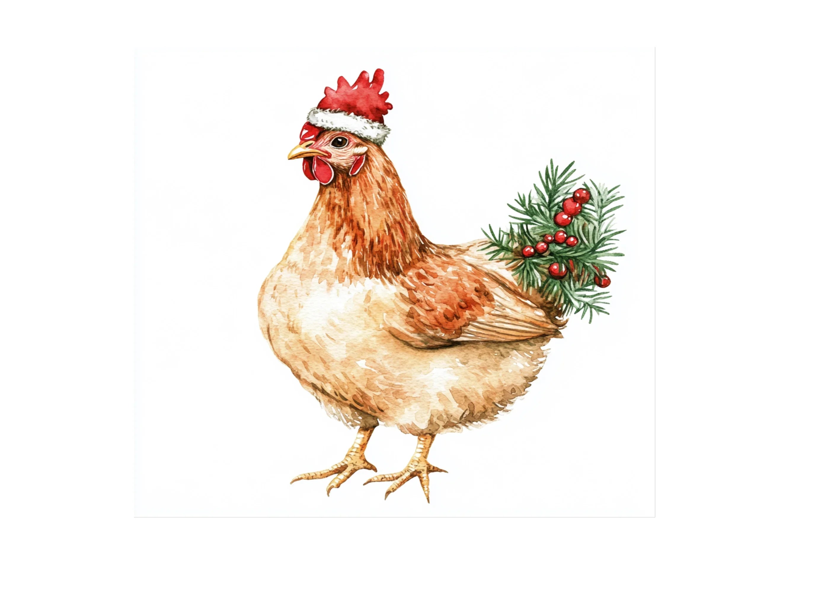 Festive Christmas Chicken Clipart Bundle