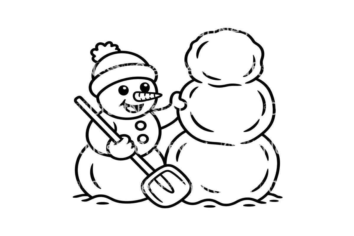 Building Snowman Winter Coloring Books