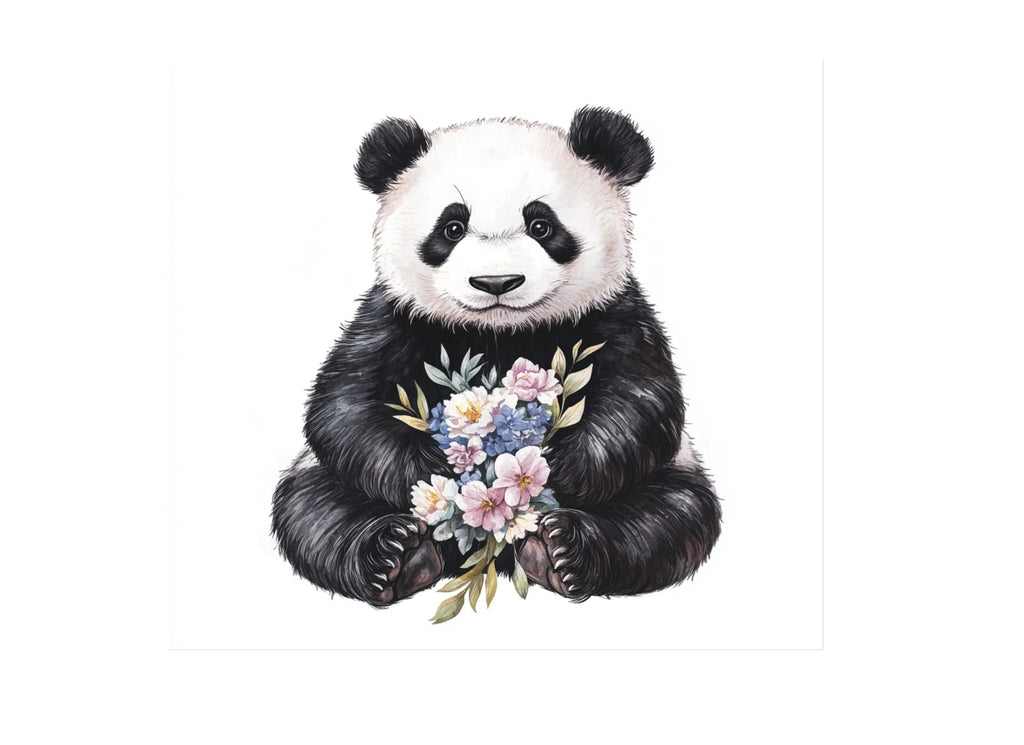 Charming Pandas with Floral Bouquets Clipart Bundle