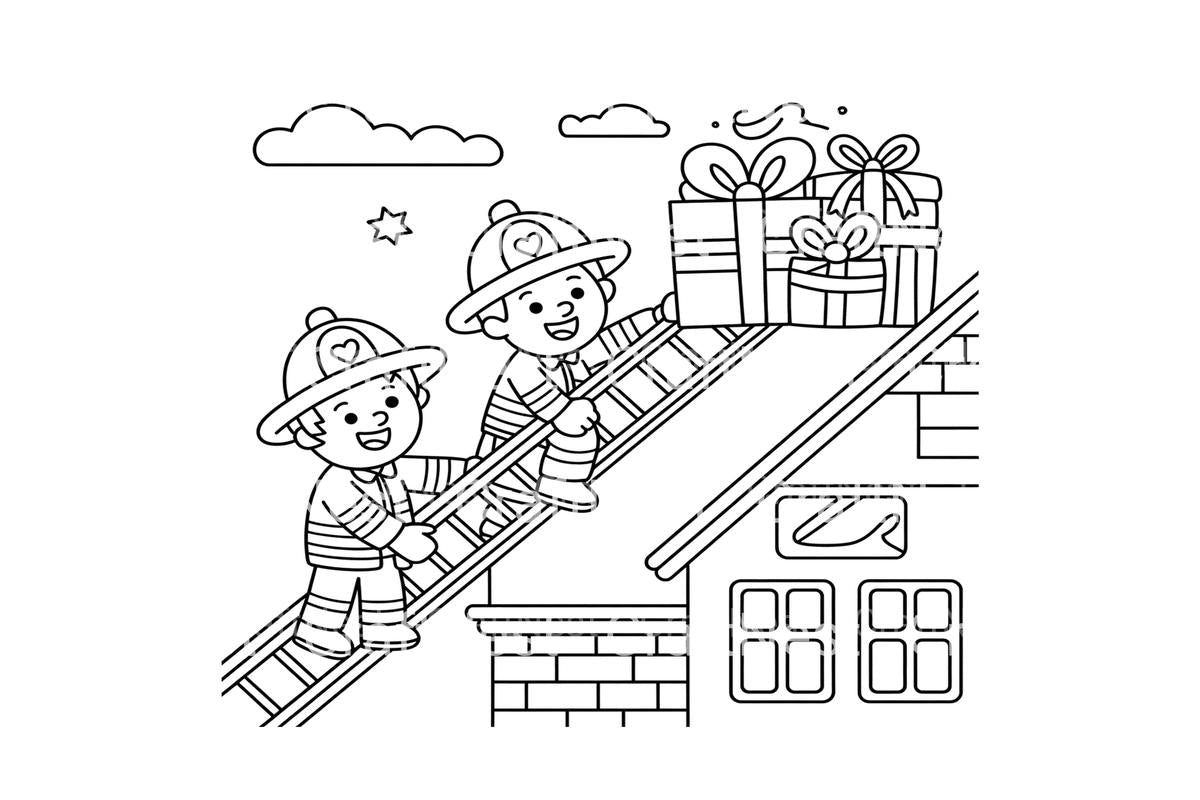 Firefighter Christmas Gift Coloring Books