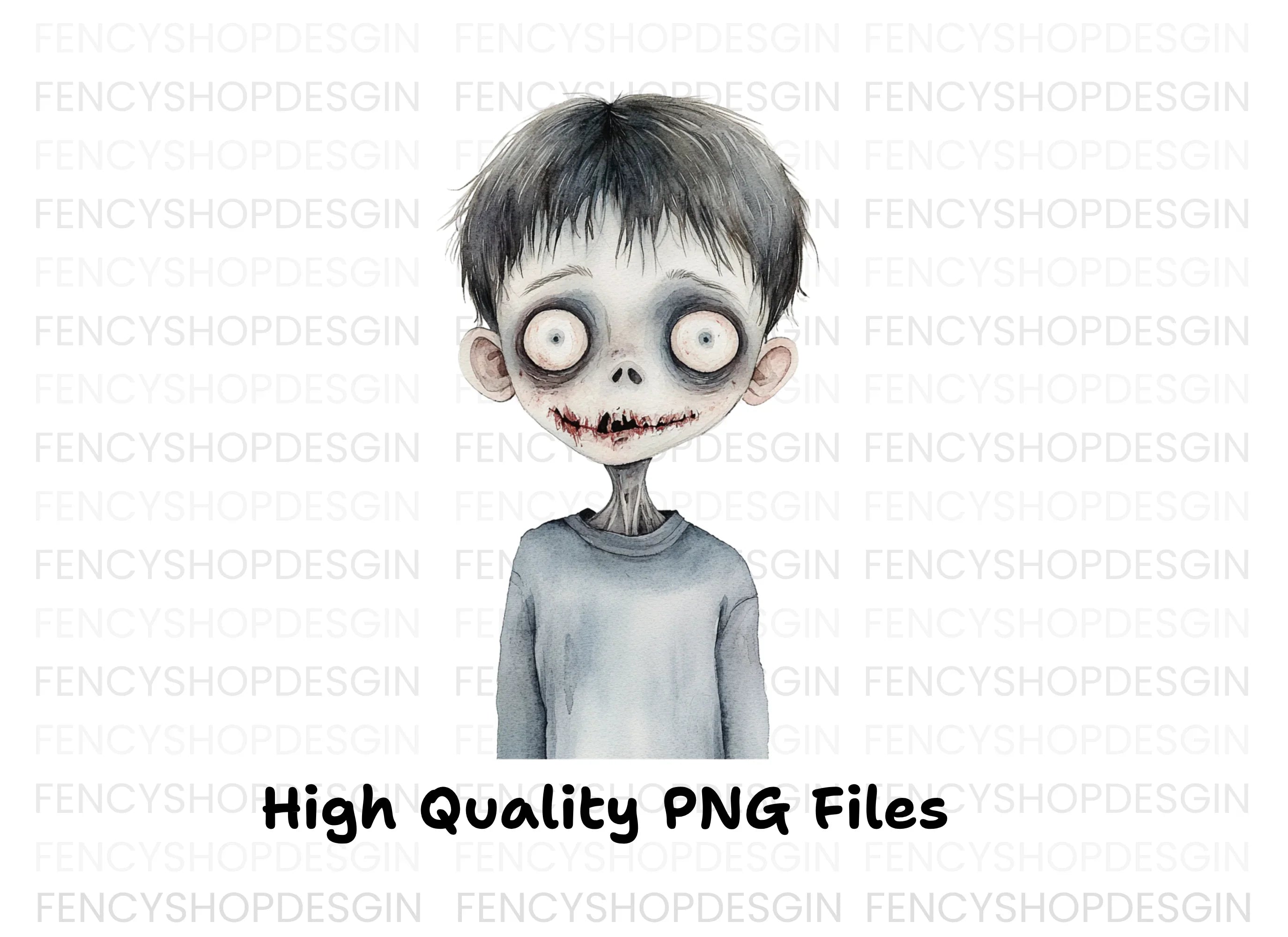 Creepy Zombie Boy Halloween Clipart Bundle