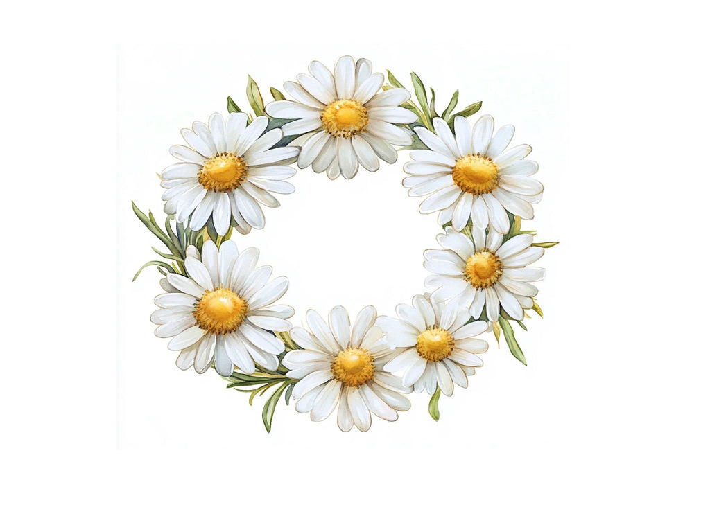 Charming Daisy Flower Wreath Clipart Bundle
