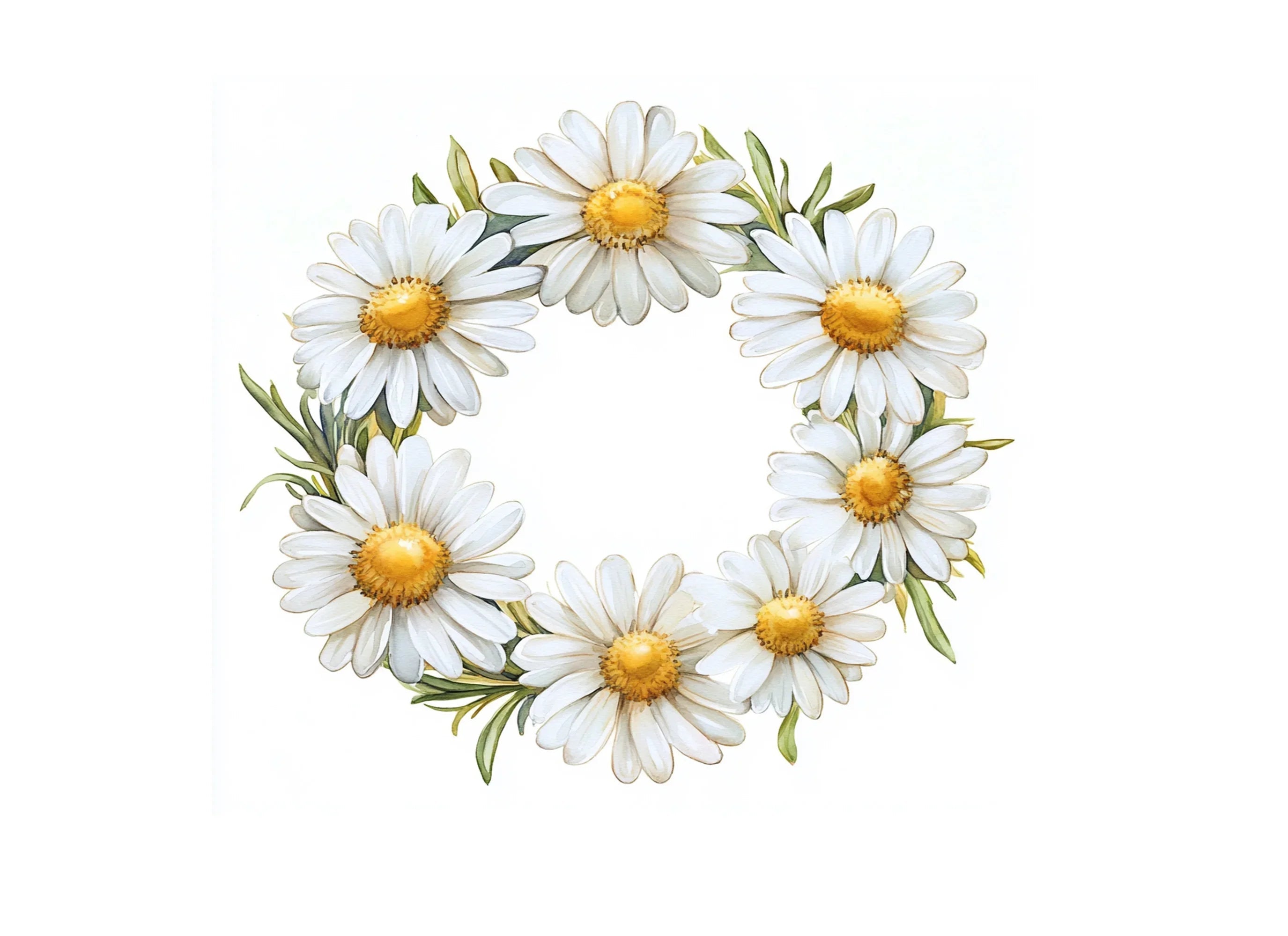 Charming Daisy Flower Wreath Clipart Bundle