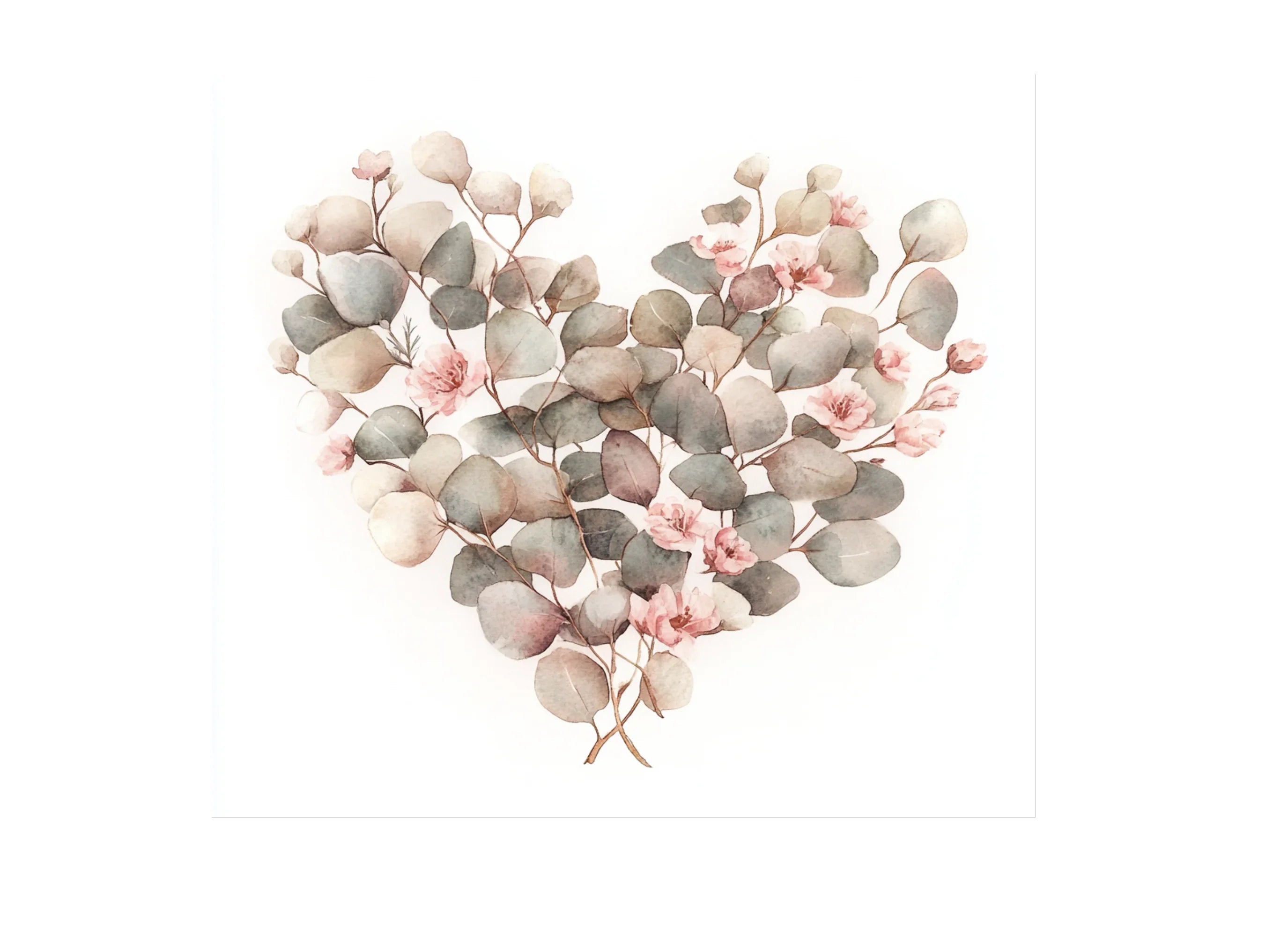 Eucalyptus Floral Heart Clipart Bundle