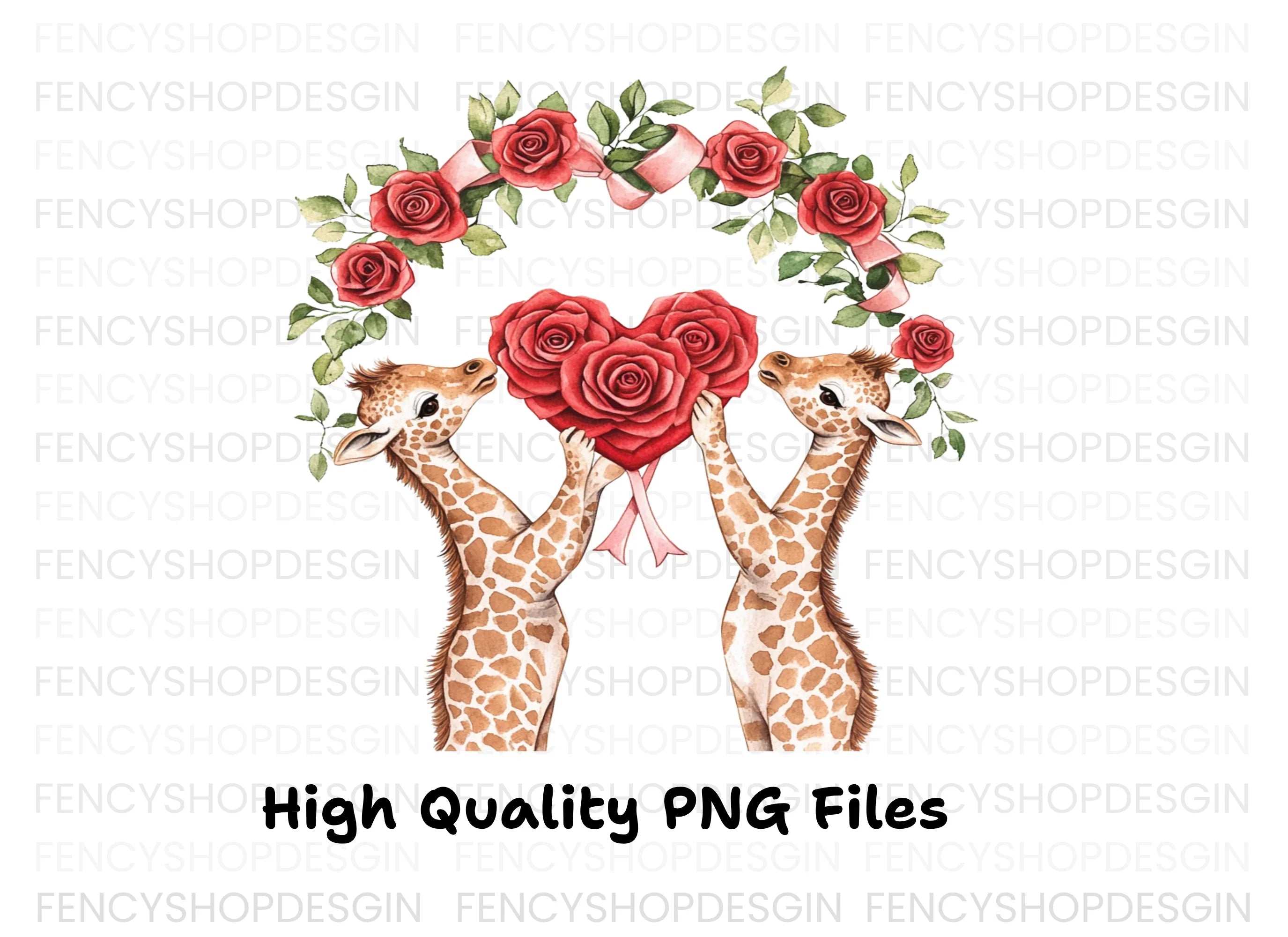 Cute Giraffe Couple Valentine Clipart Bundle