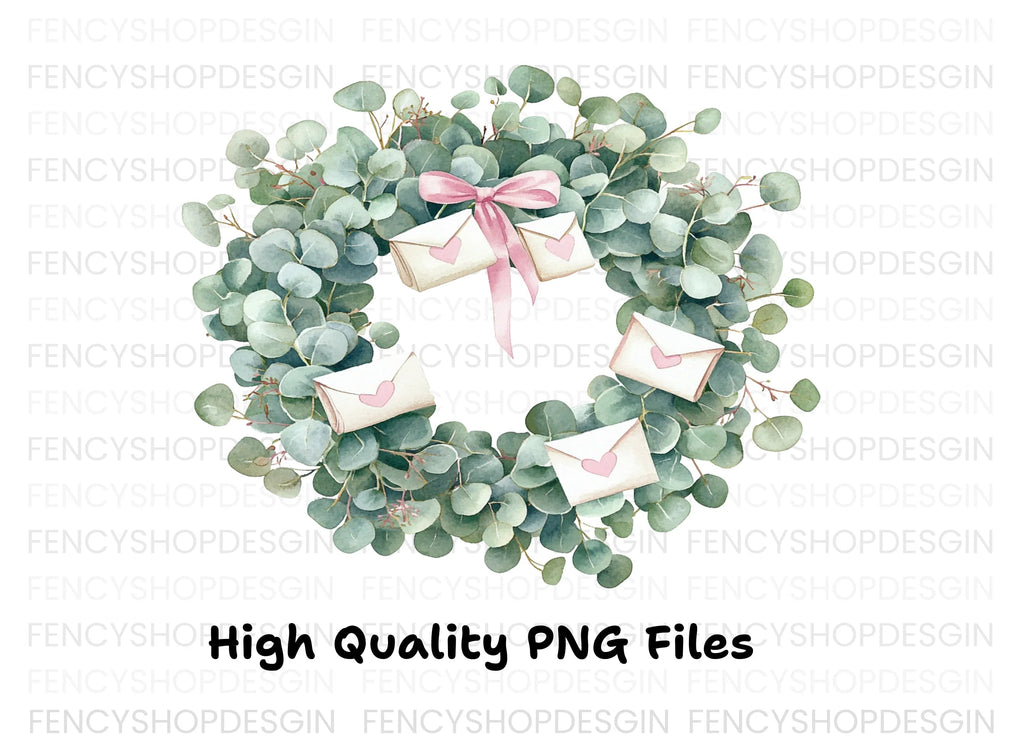 Eucalyptus Wreaths with Envelopes Clipart Bundle