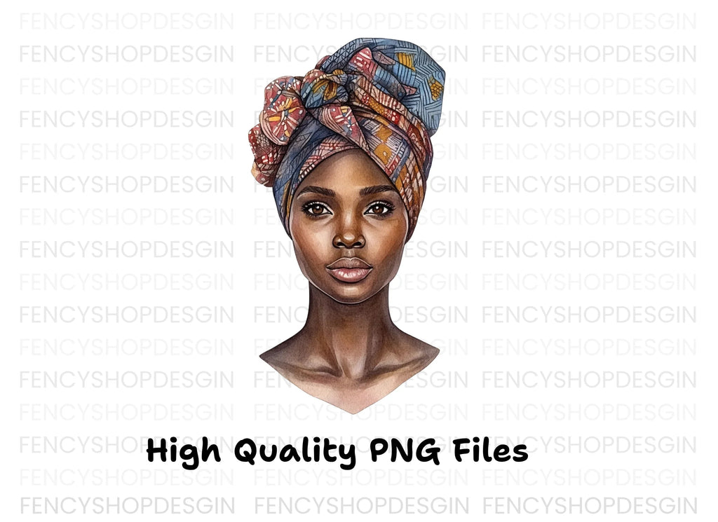 African Woman Headwrap Clipart Bundle