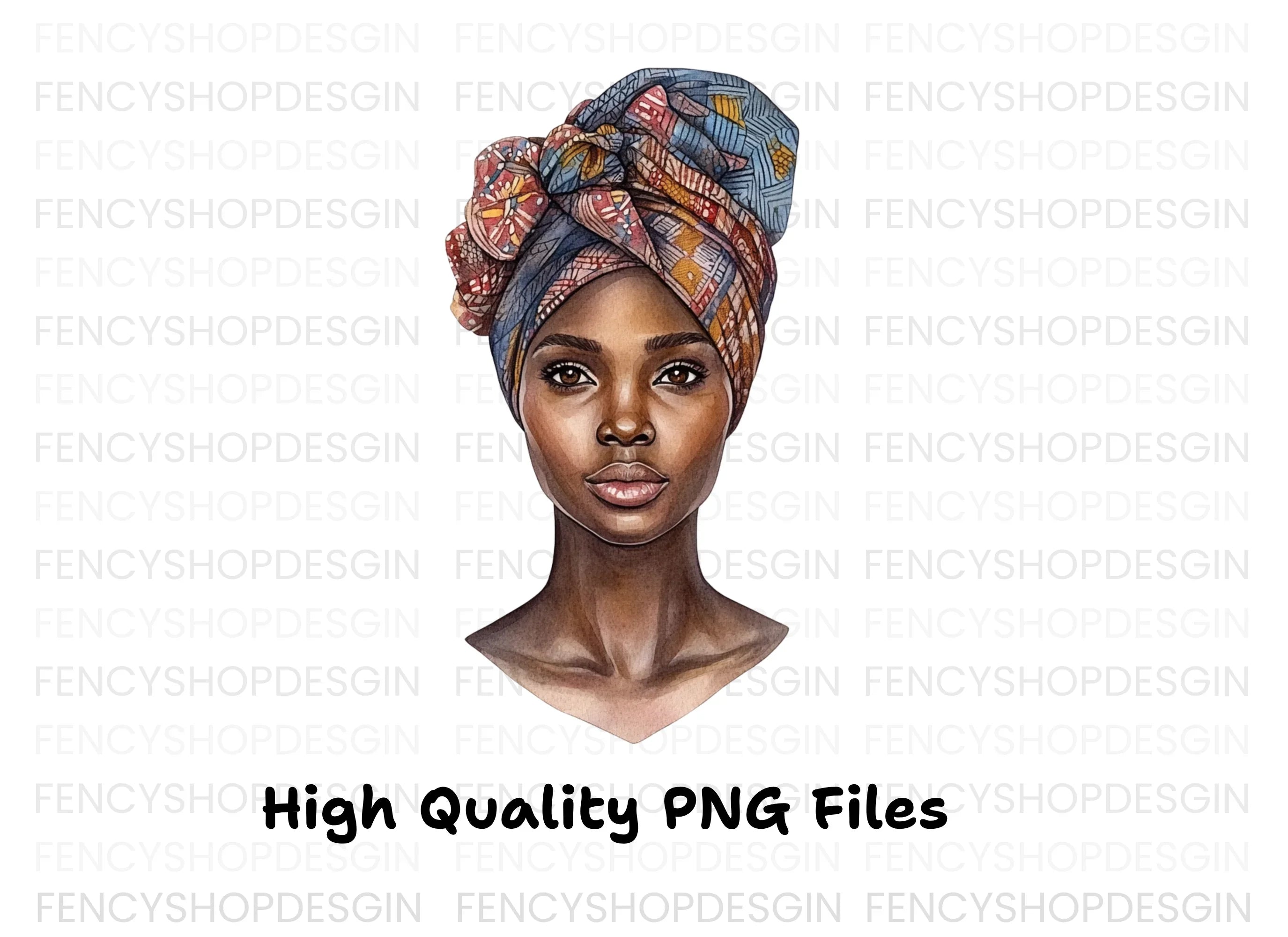 African Woman Headwrap Clipart Bundle