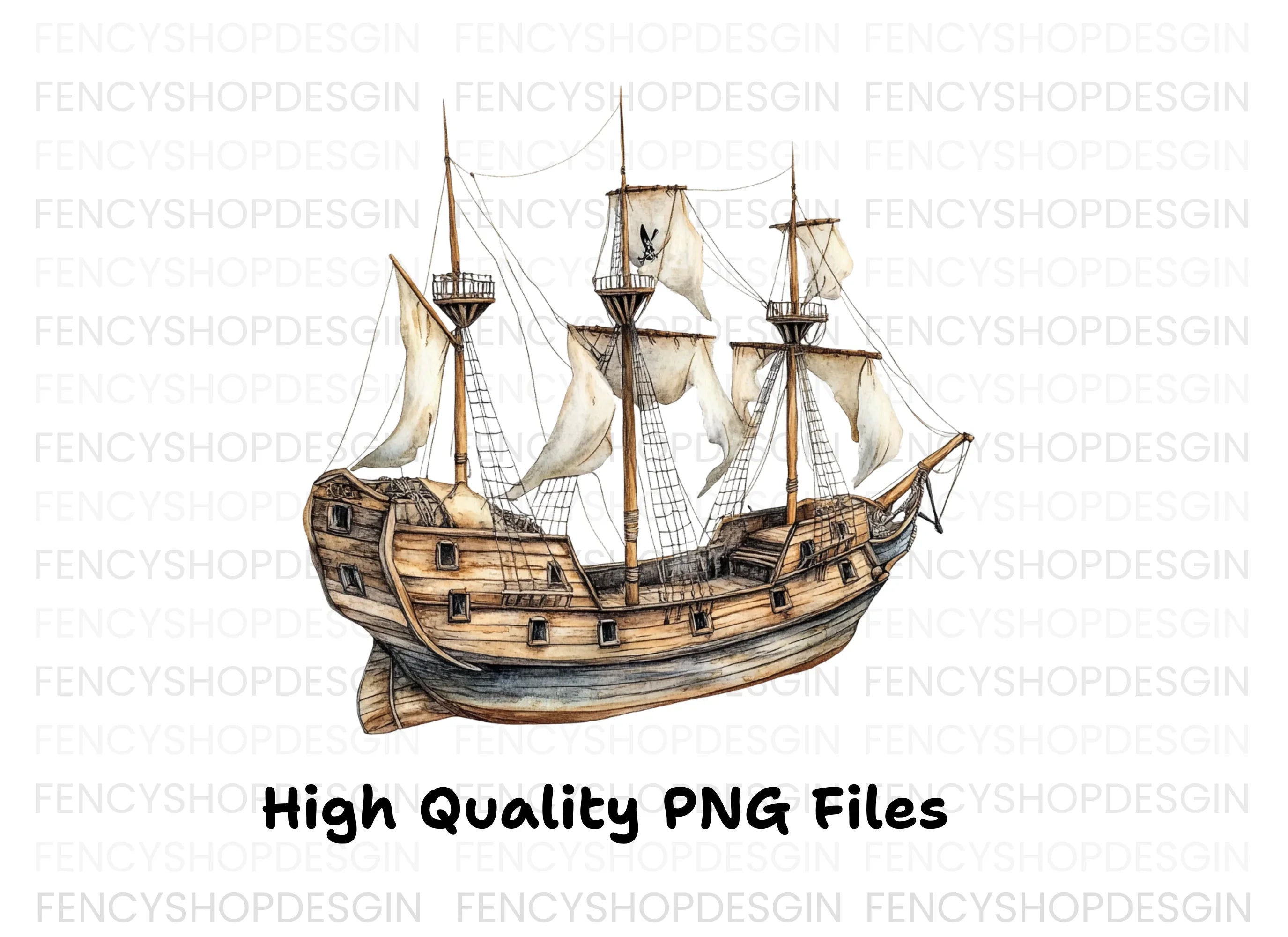 Vintage Galleon Ship Clipart Bundle