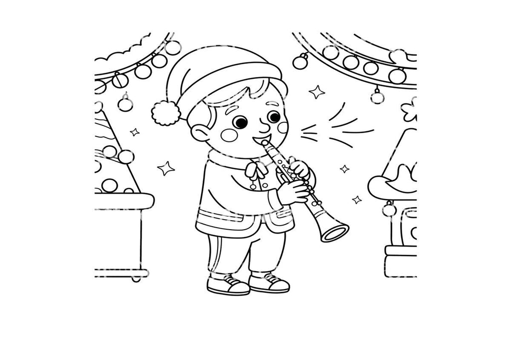 Cute Flutist Christmas Coloring Books