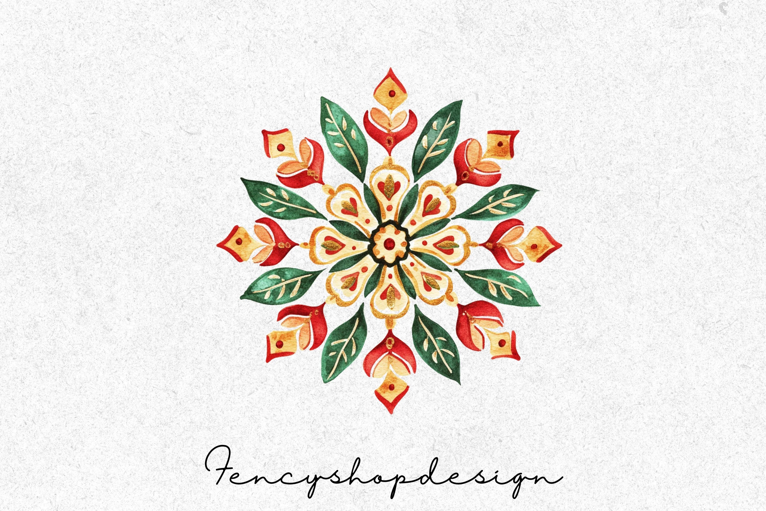 Christmas Mandala Santa Hat Clipart Bundle