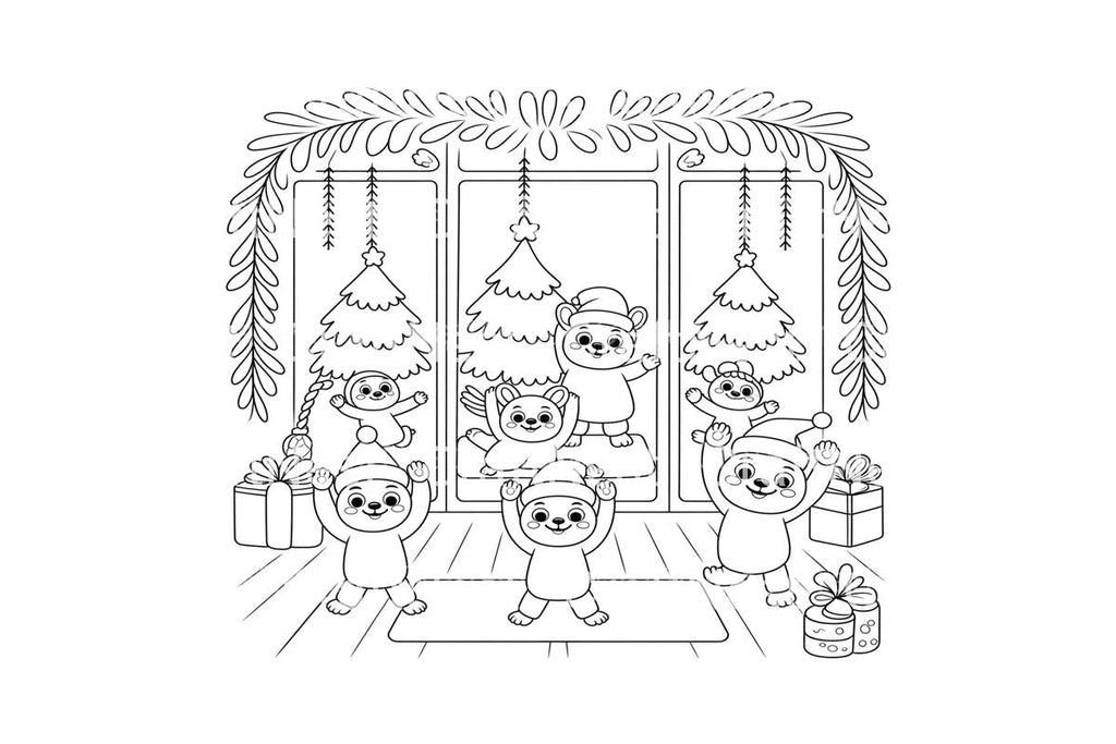 Christmas Animals Yoga Coloring Books