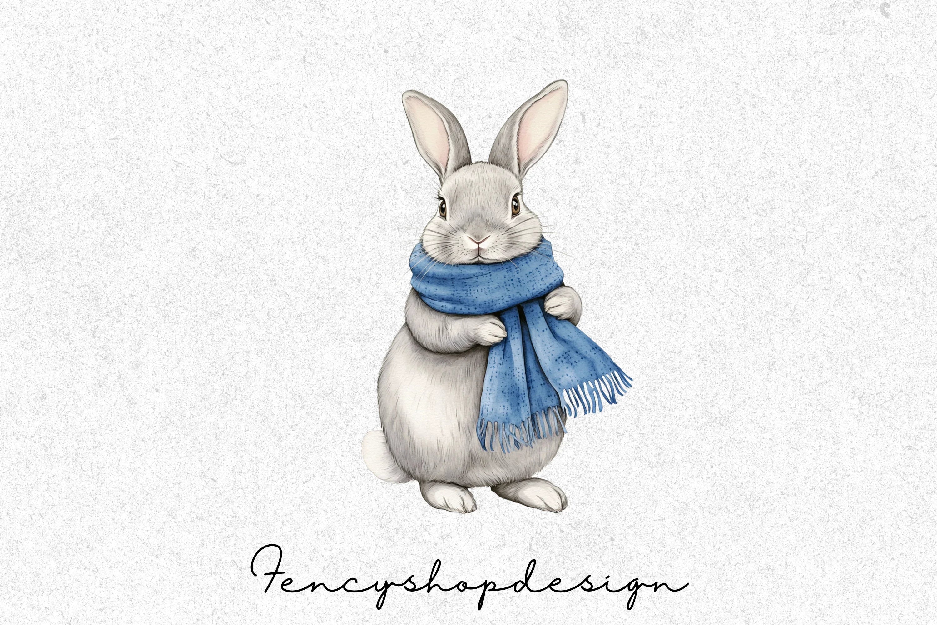 Cute Rabbits with Scarves Clipart Bundle