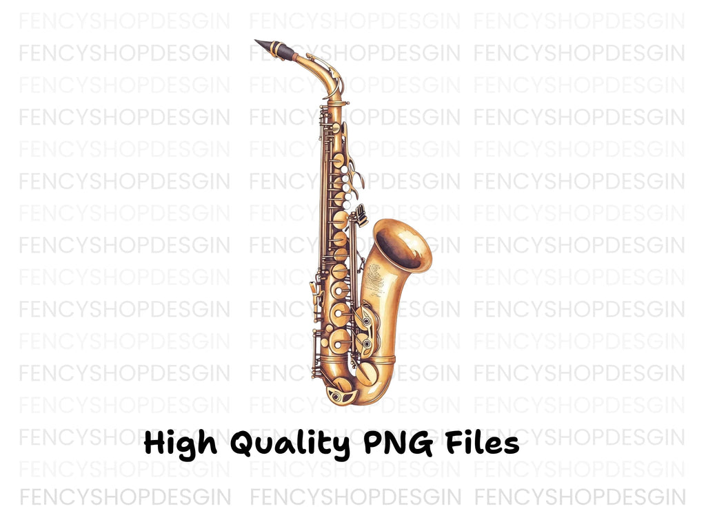 Golden Saxophone Musical Instrument Clipart Bundle