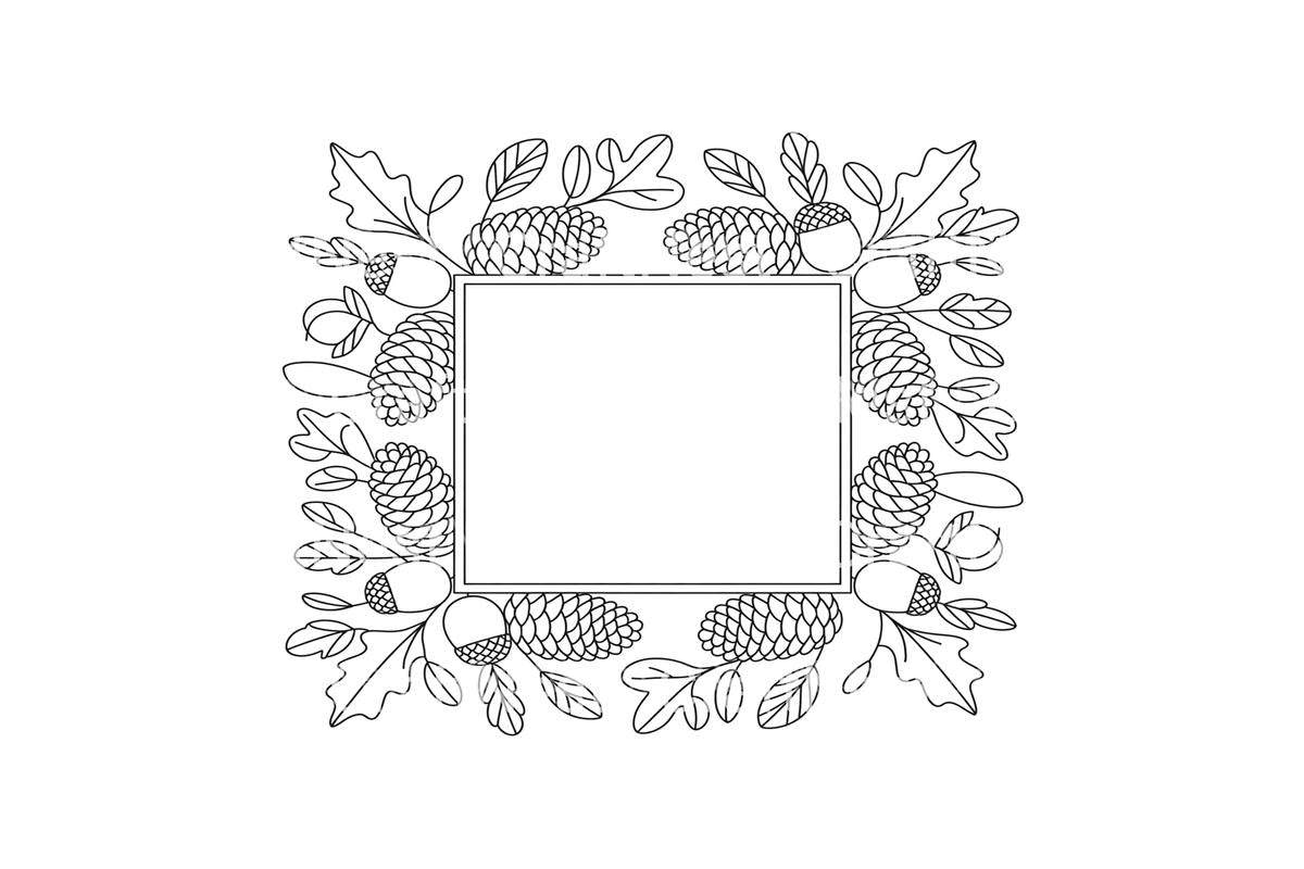 Pine Cone Leaf Frame Coloring Books