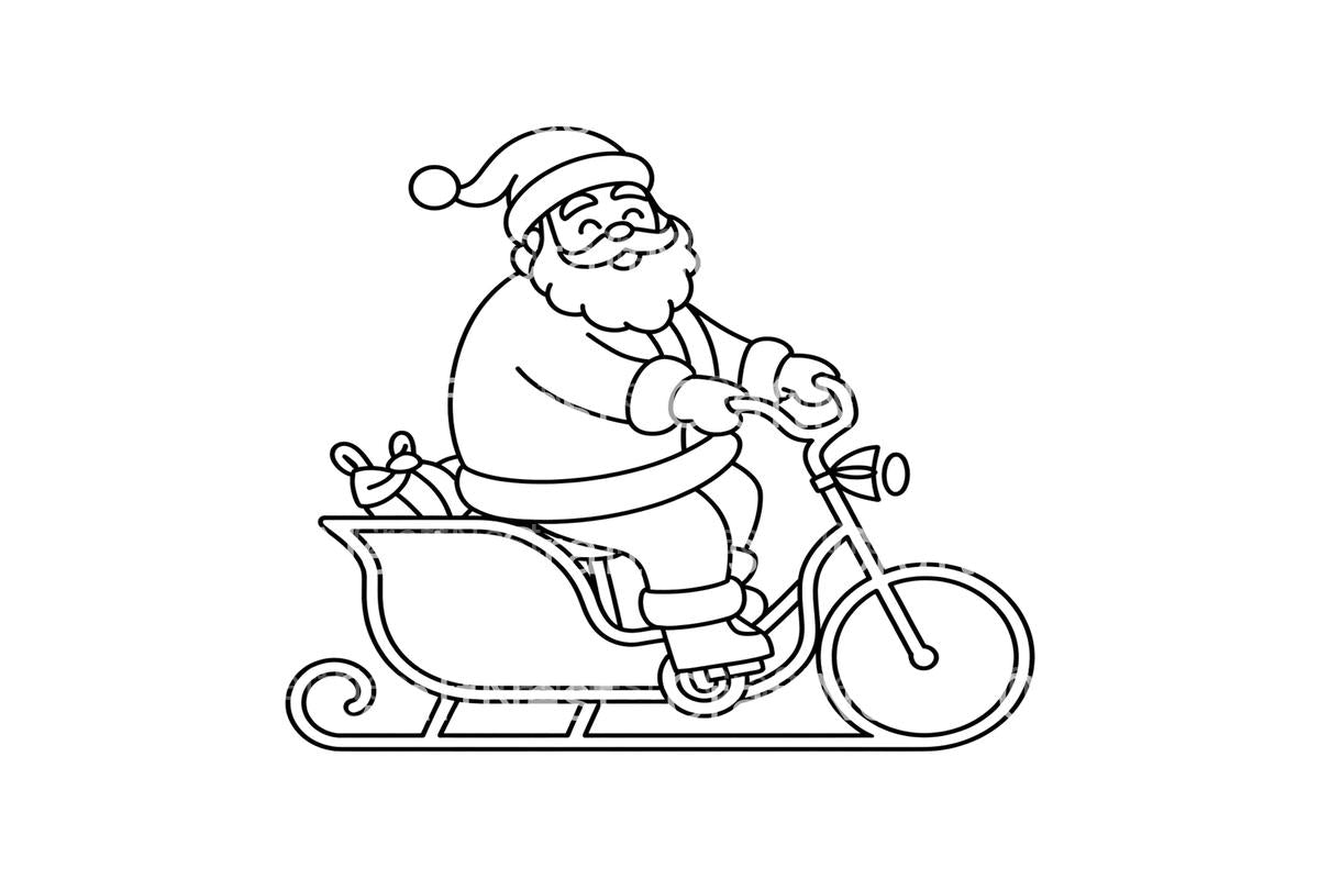 Santa on Sleigh BikeFun Coloring Books