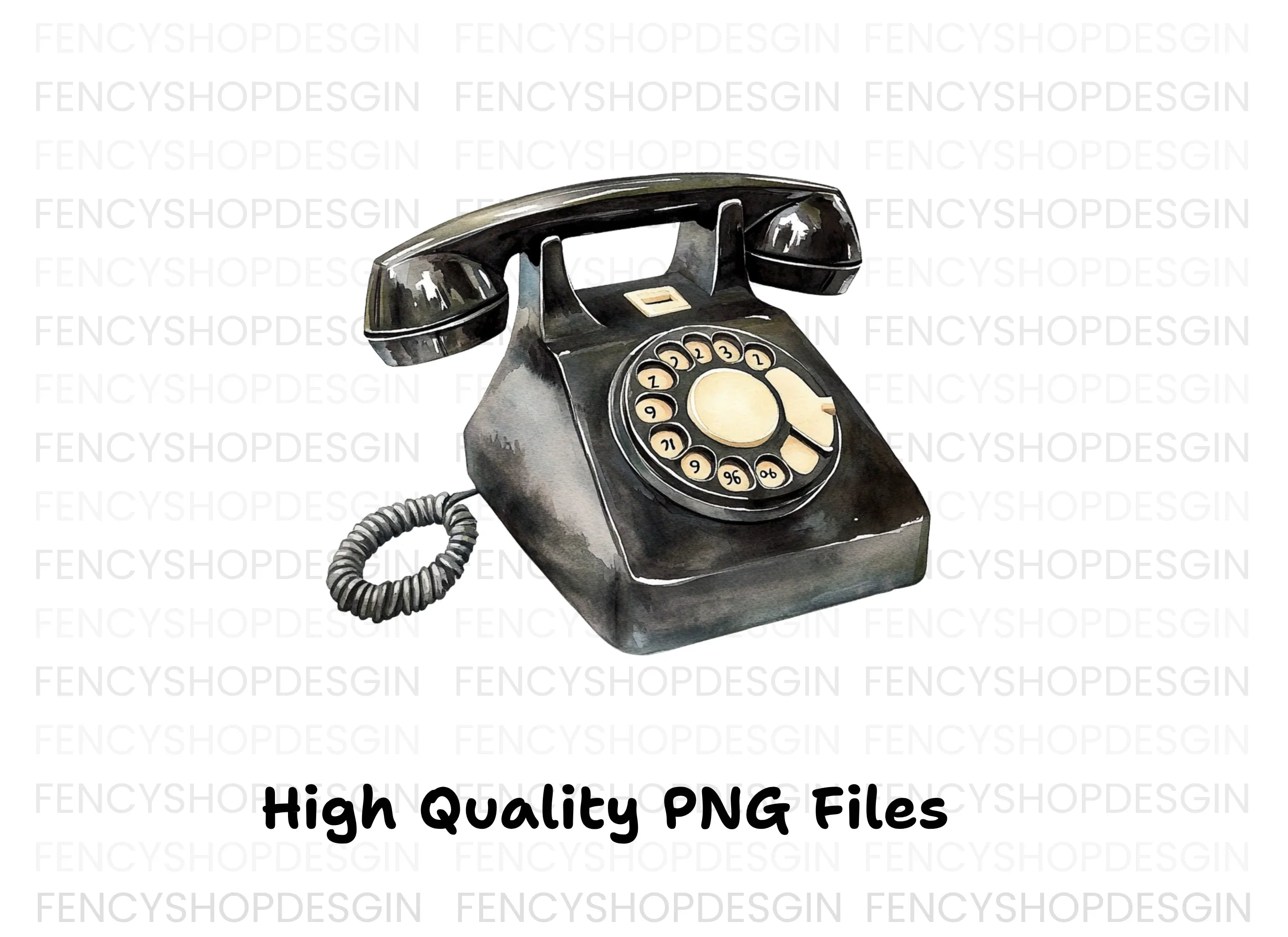 Classic Black Rotary Telephone Clipart Bundle