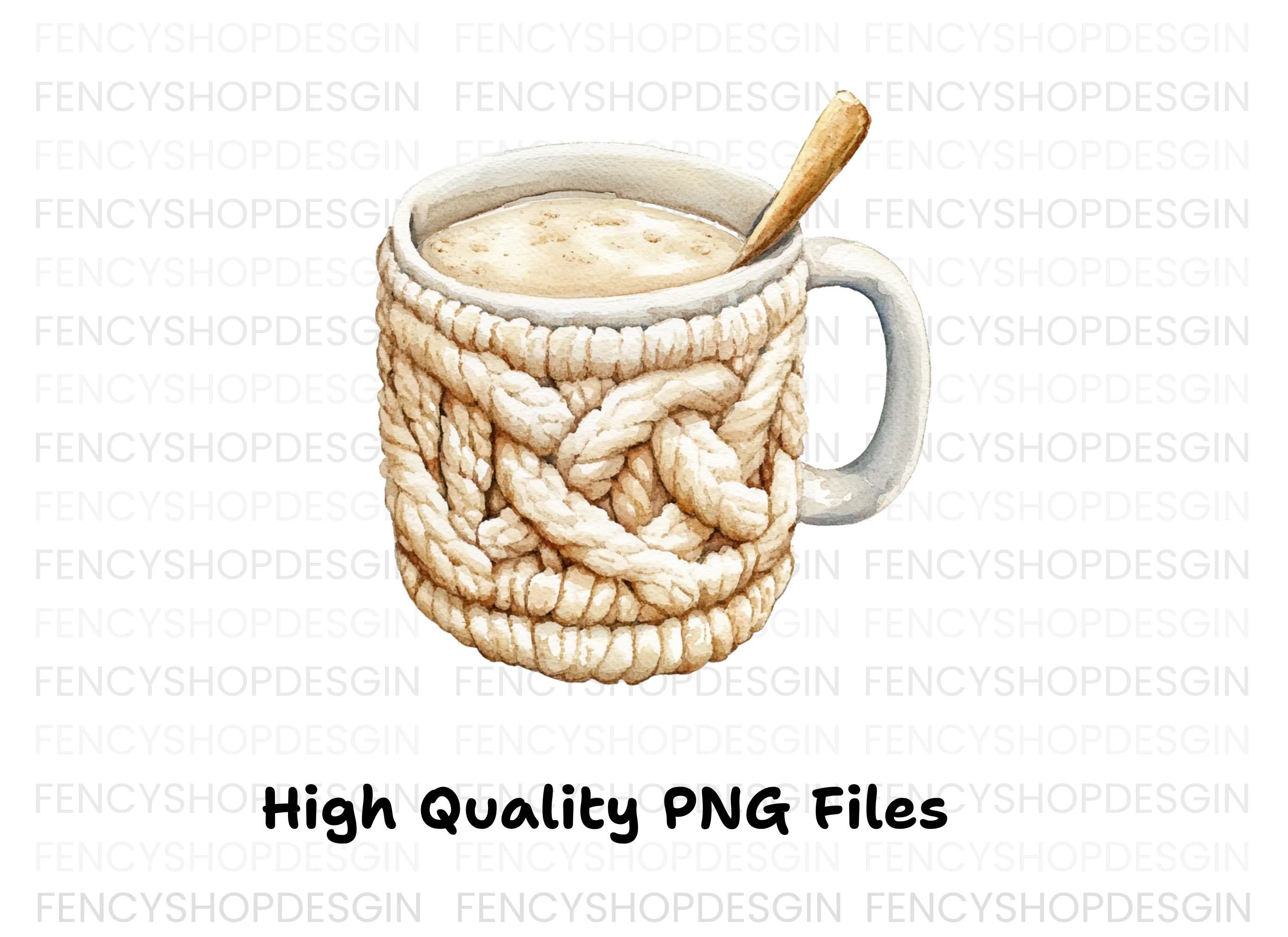 Cozy Knitted Warm Drink Clipart Bundle