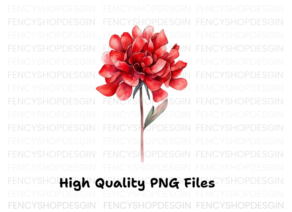 Vibrant Red Peony Clipart Bundle