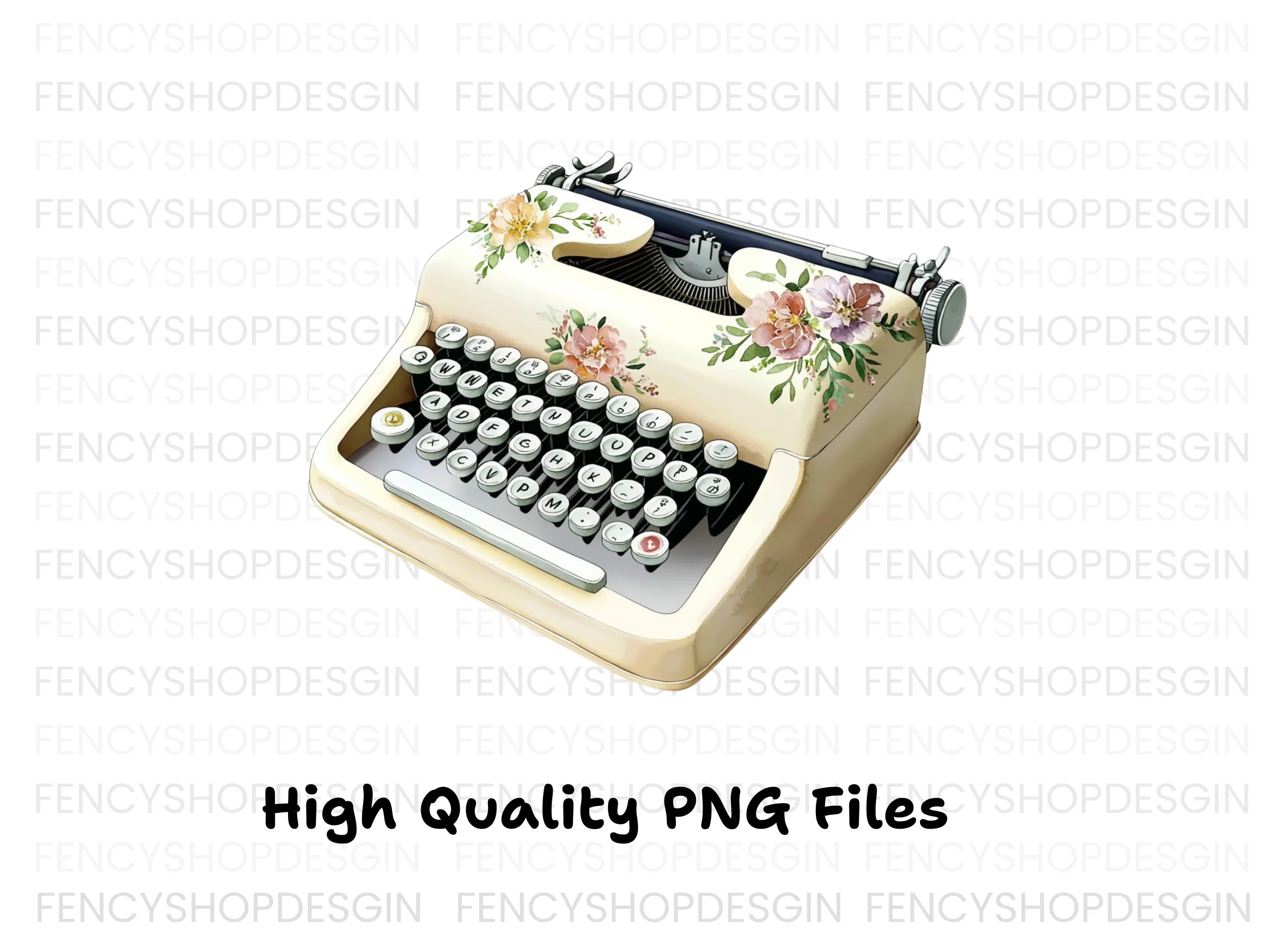 Charming Floral Typewriter Clipart Bundle