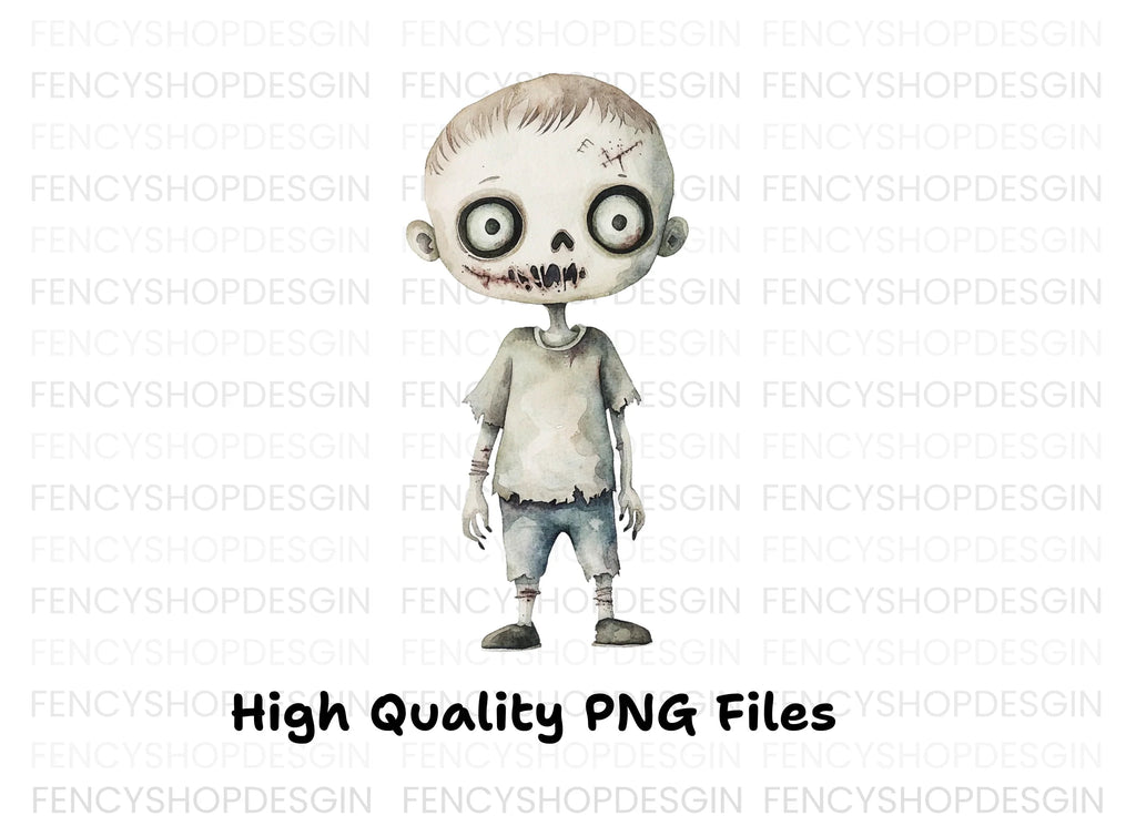 Cute Zombie Boys Clipart Bundle