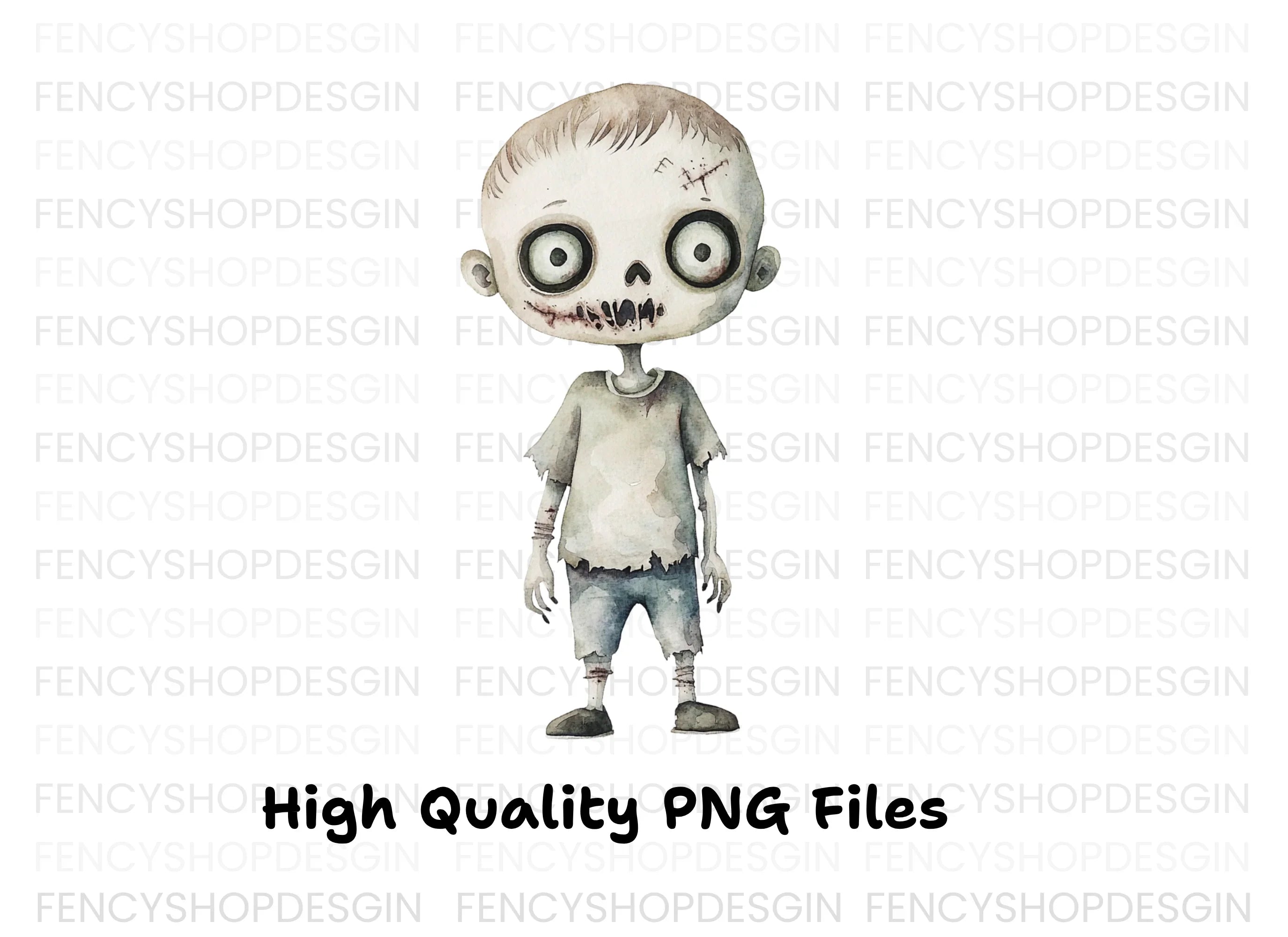 Cute Zombie Boys Clipart Bundle
