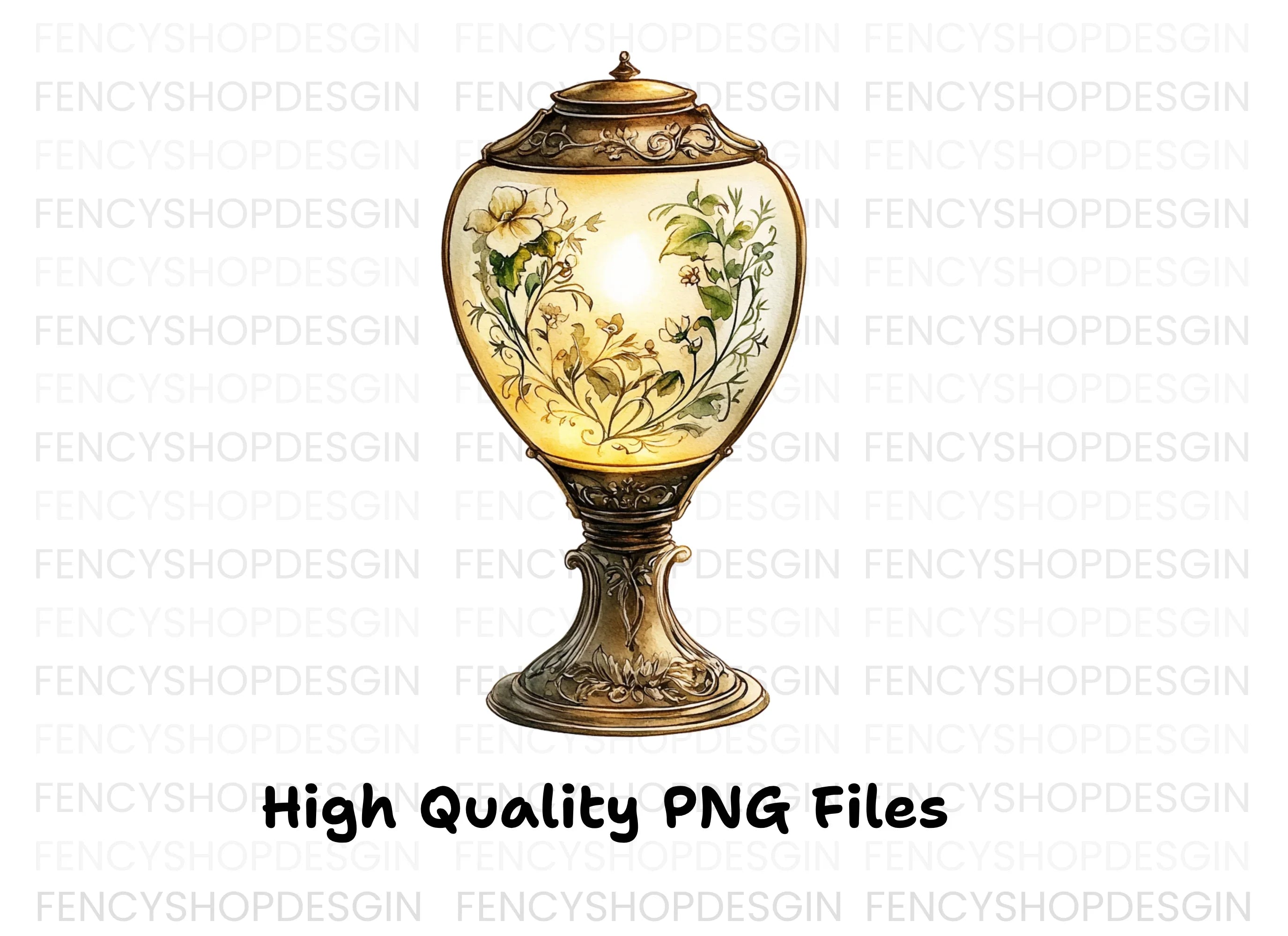 Vintage Floral Lamps Clipart Bundle