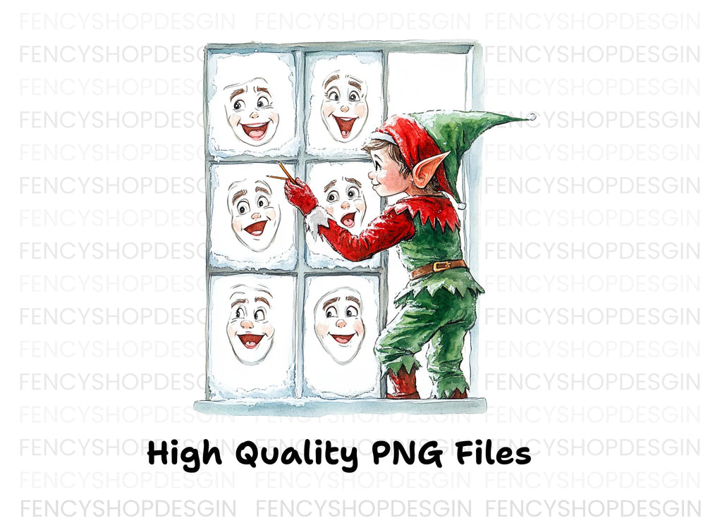 Christmas Elf Window Faces Clipart Bundle