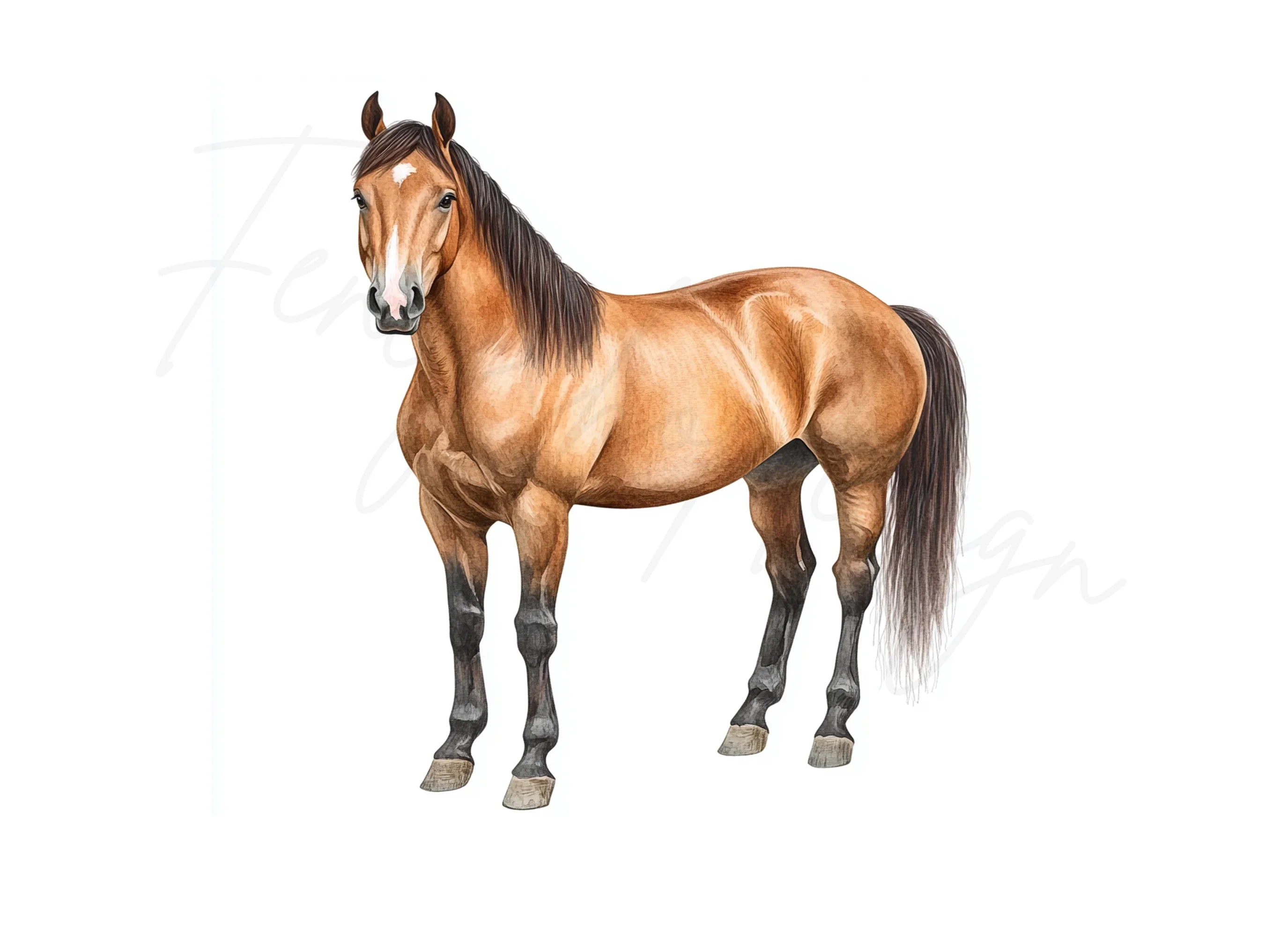 Realistic Brown Horse Clipart Bundle