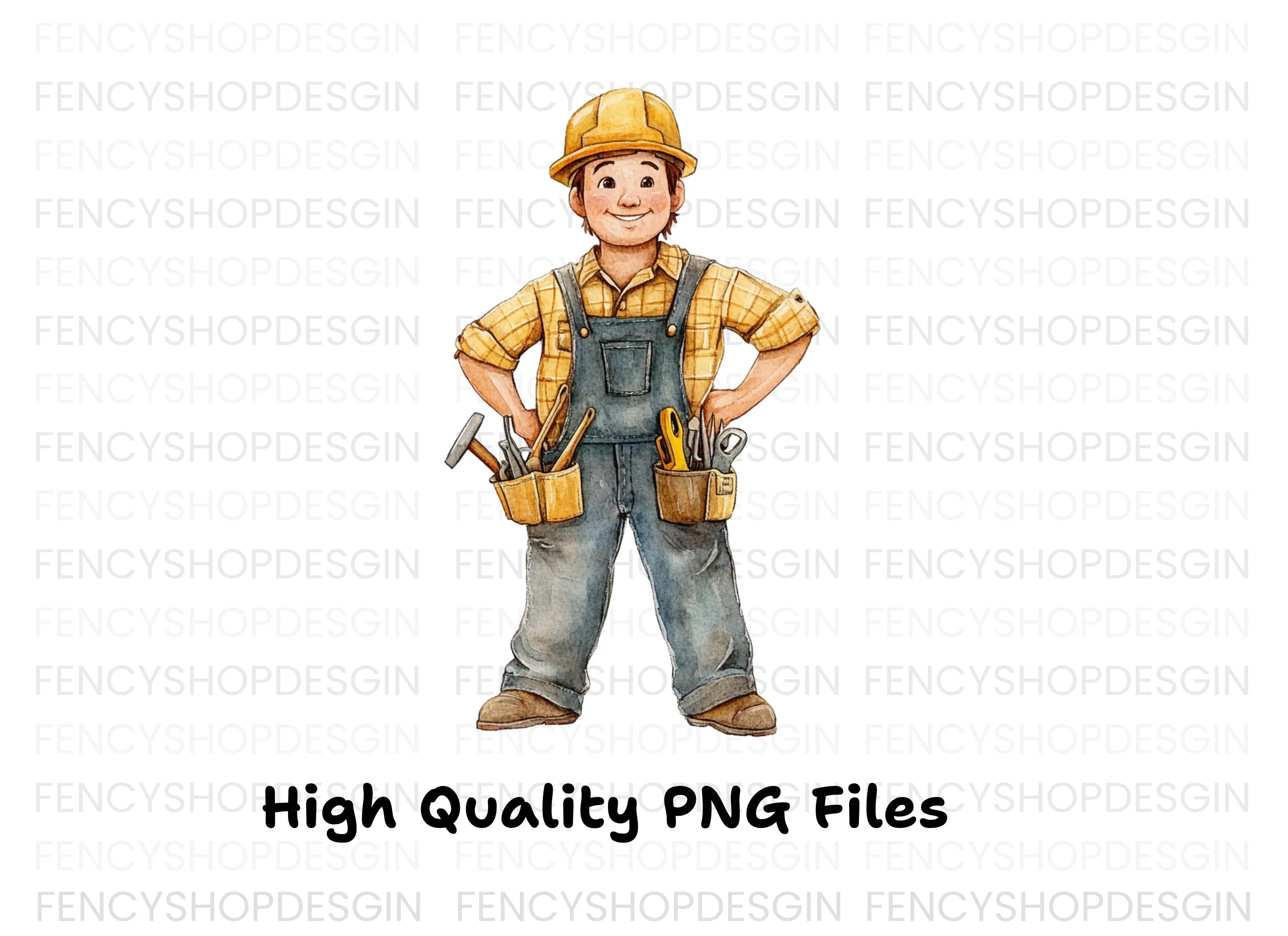Happy Cartoon Builder Clipart Bundle