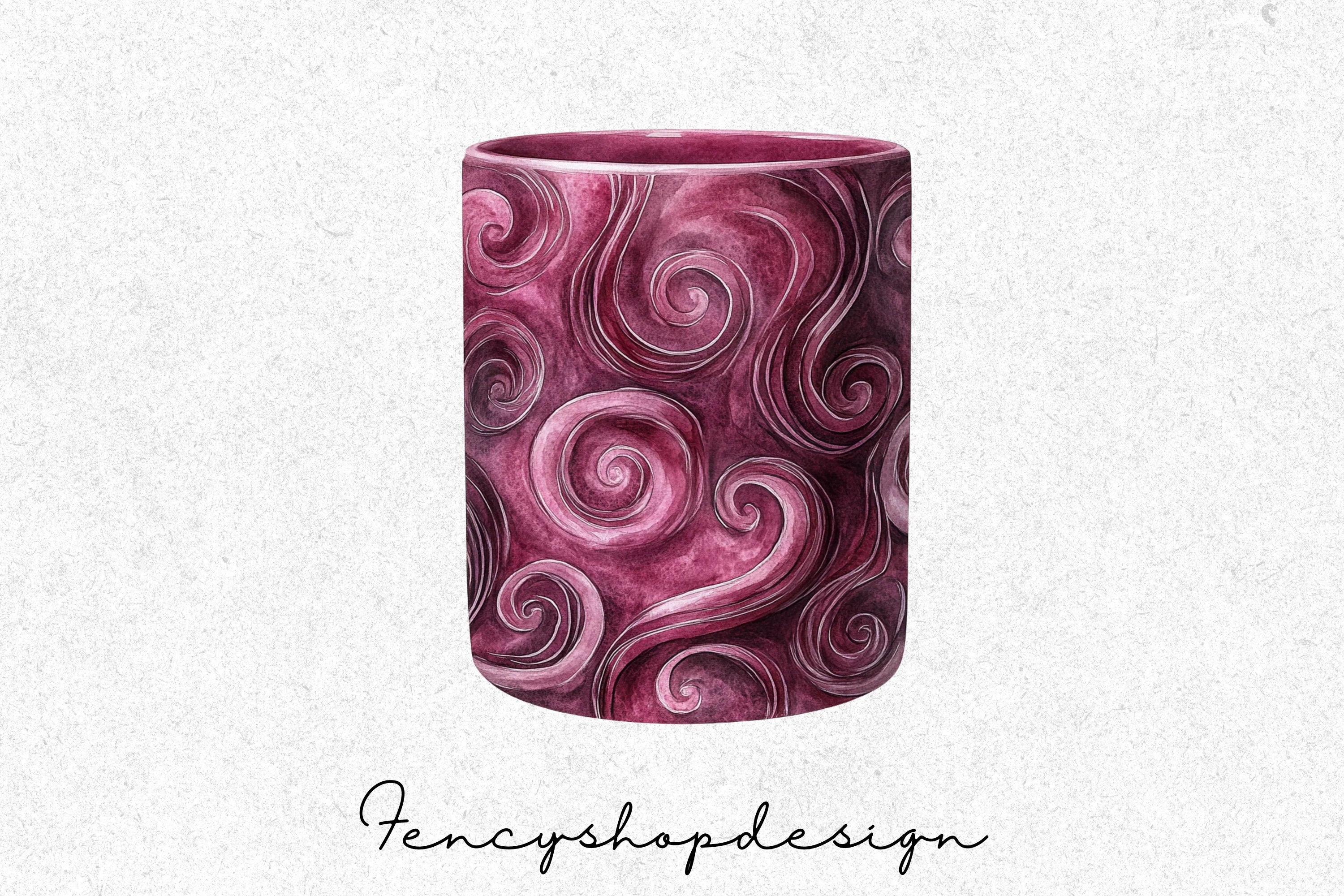 Red Marble Swirl Textured Mugs Clipart Bundle
